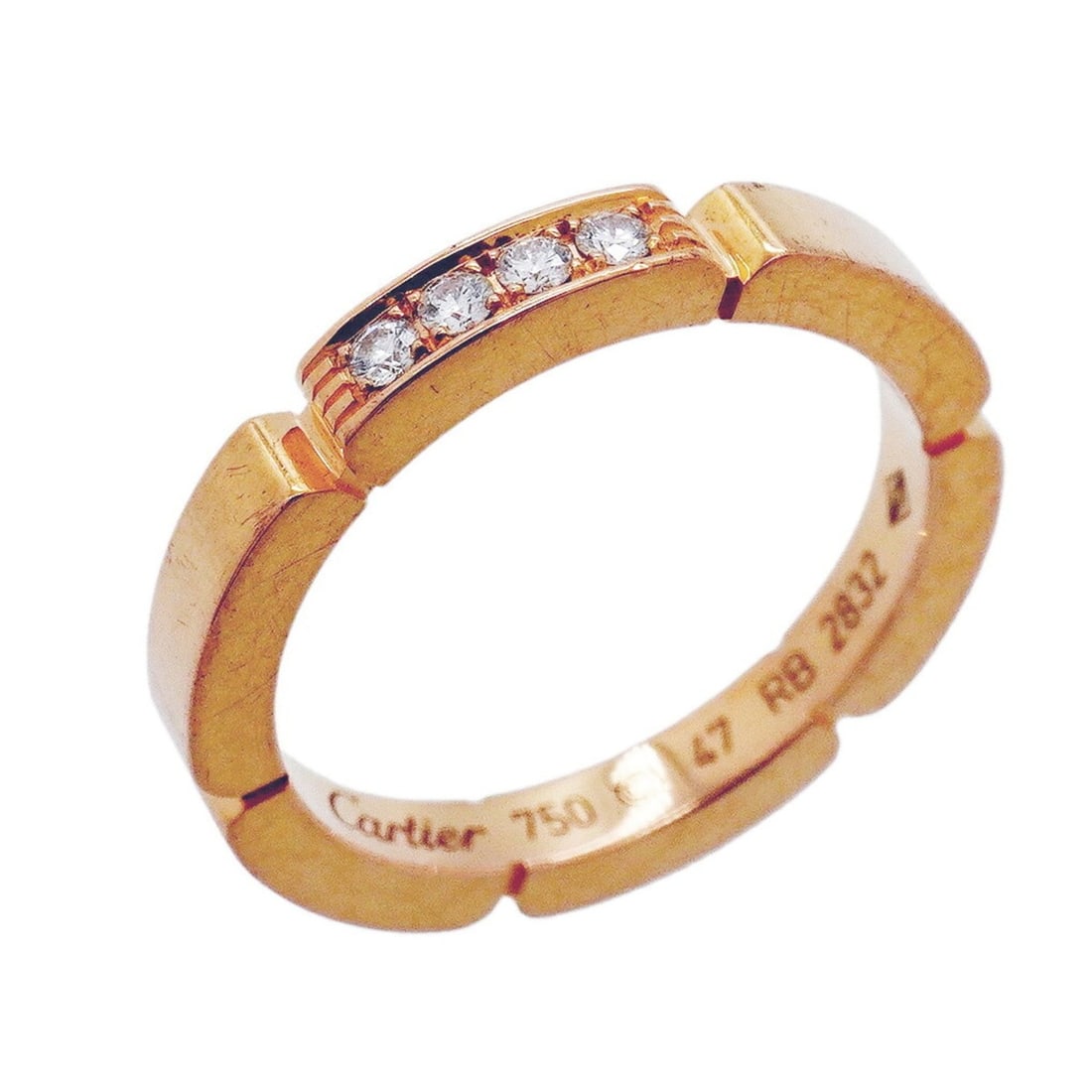 Cartier Maillon Panthère Ring, 18K Pink Gold, Diamond, Size 47, Ladies', P3183443: --- Catalog ---Category: SizeUS Size: 4Brand Size: 47Category: DesignType: Band ringStone: DiamondGender: WomenMaterial: Pink gold (18K)Category: GeneralBrand: Cartier--- Item List ---Section: Conditi