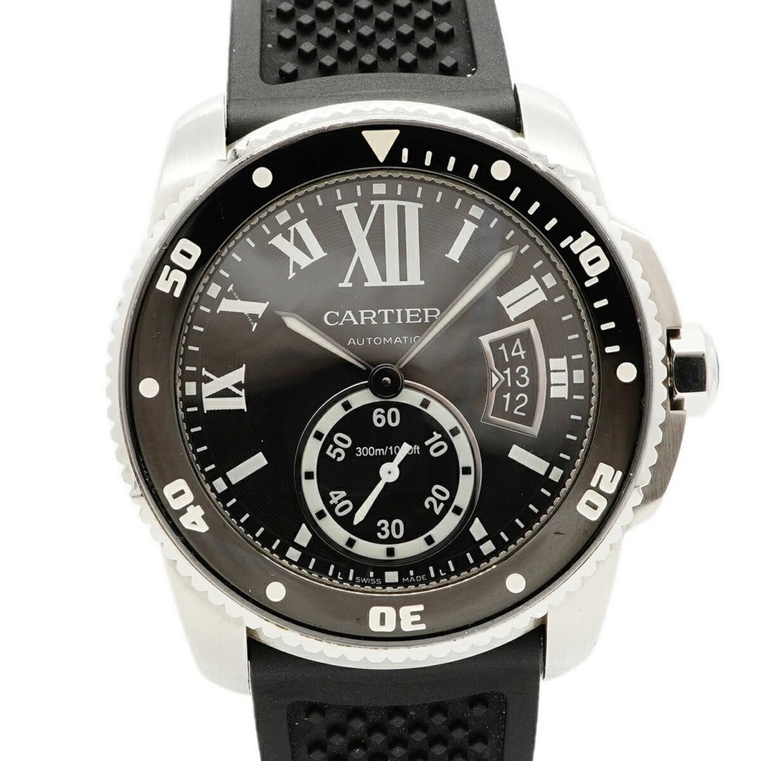 Cartier Calibre Diver 300M W7100056 Black Dial Men's Watch: --- Catalog ---Category: SizeWrist Size: 20.5cm / 8.07''Case Diameter: 43.6mm / 1.72''Category: DesignType: WristwatchGender: MenColor (Dial): BlackMaterial (Band): RubberCategory: GeneralMPN: W710005
