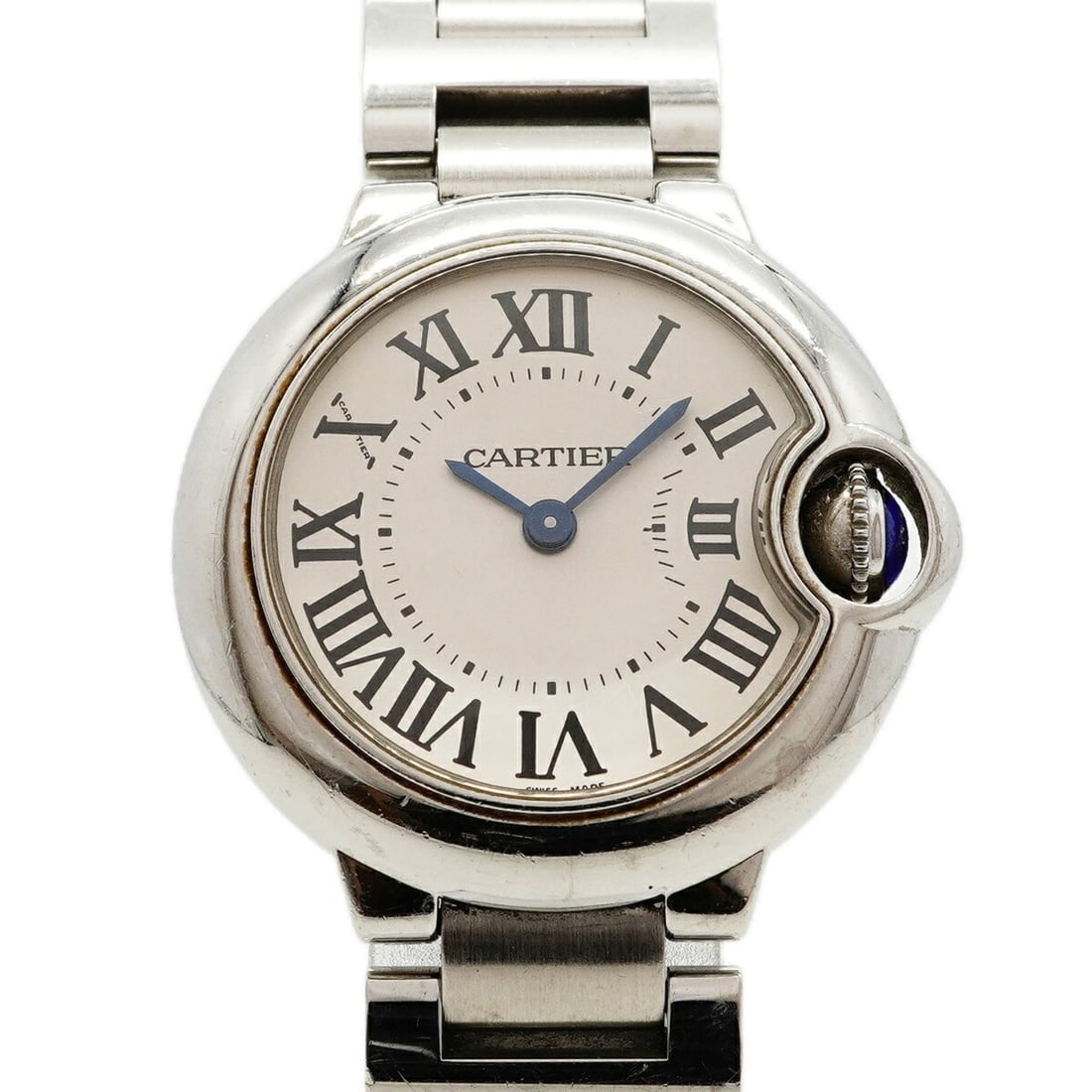 Cartier Ballon Bleu SM W69010Z4 Silver Dial Women's Watch: --- Catalog ---Category: SizeWrist Size: 15cm / 5.9''Case Diameter: 28mm / 1.1''Category: DesignType: WristwatchGender: WomenColor (Dial): SilverMaterial (Band): Stainless steelCategory: GeneralMPN: W