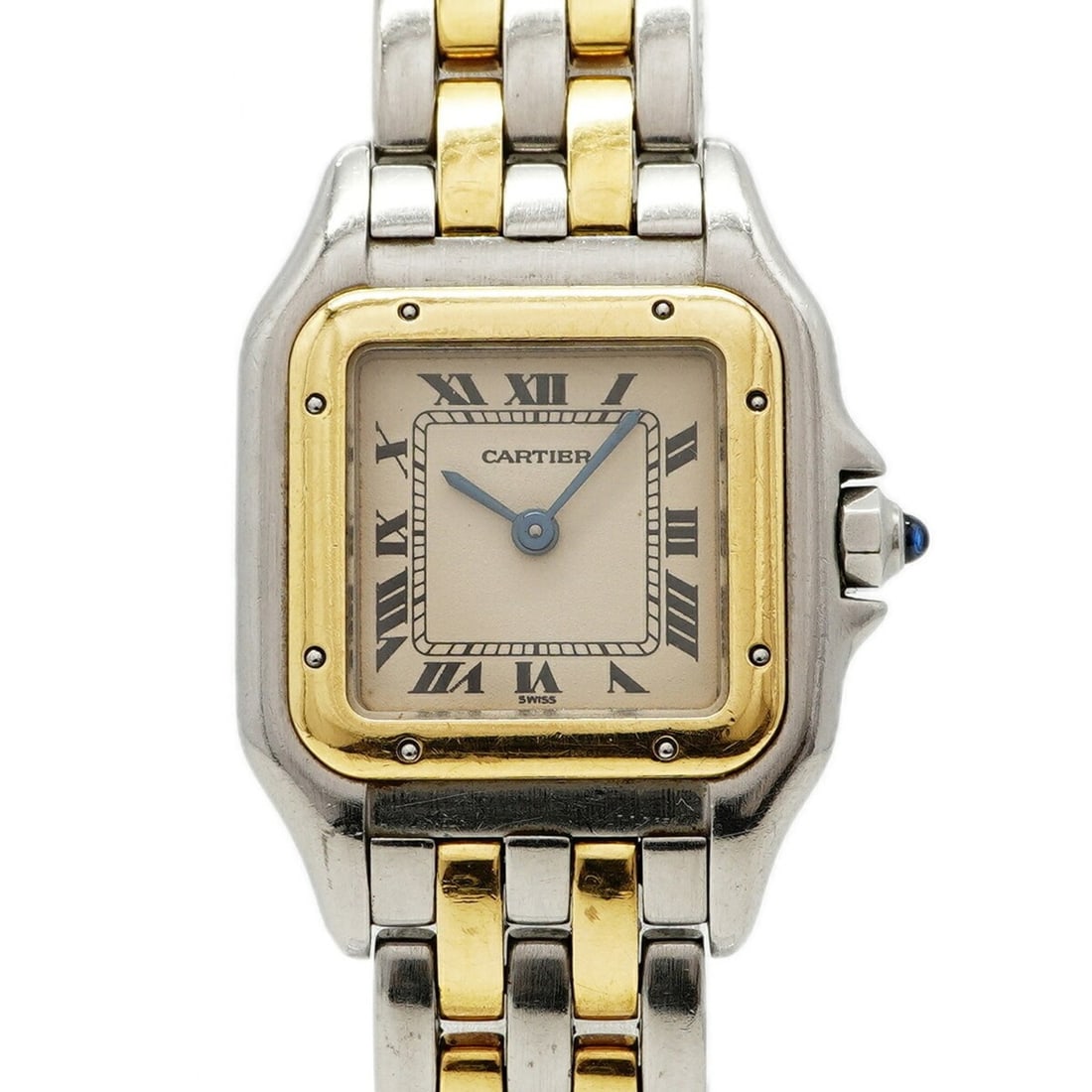 Cartier Panthère SM 2-Row Two-Tone Ivory Dial Women's Watch: --- Catalog ---Category: SizeWrist Size: 16cm / 6.29''Case Diameter: 21.5mm / 0.85''Category: DesignType: WristwatchGender: WomenColor (Dial): IvoryMaterial (Band): Stainless steel, Yellow goldCategor