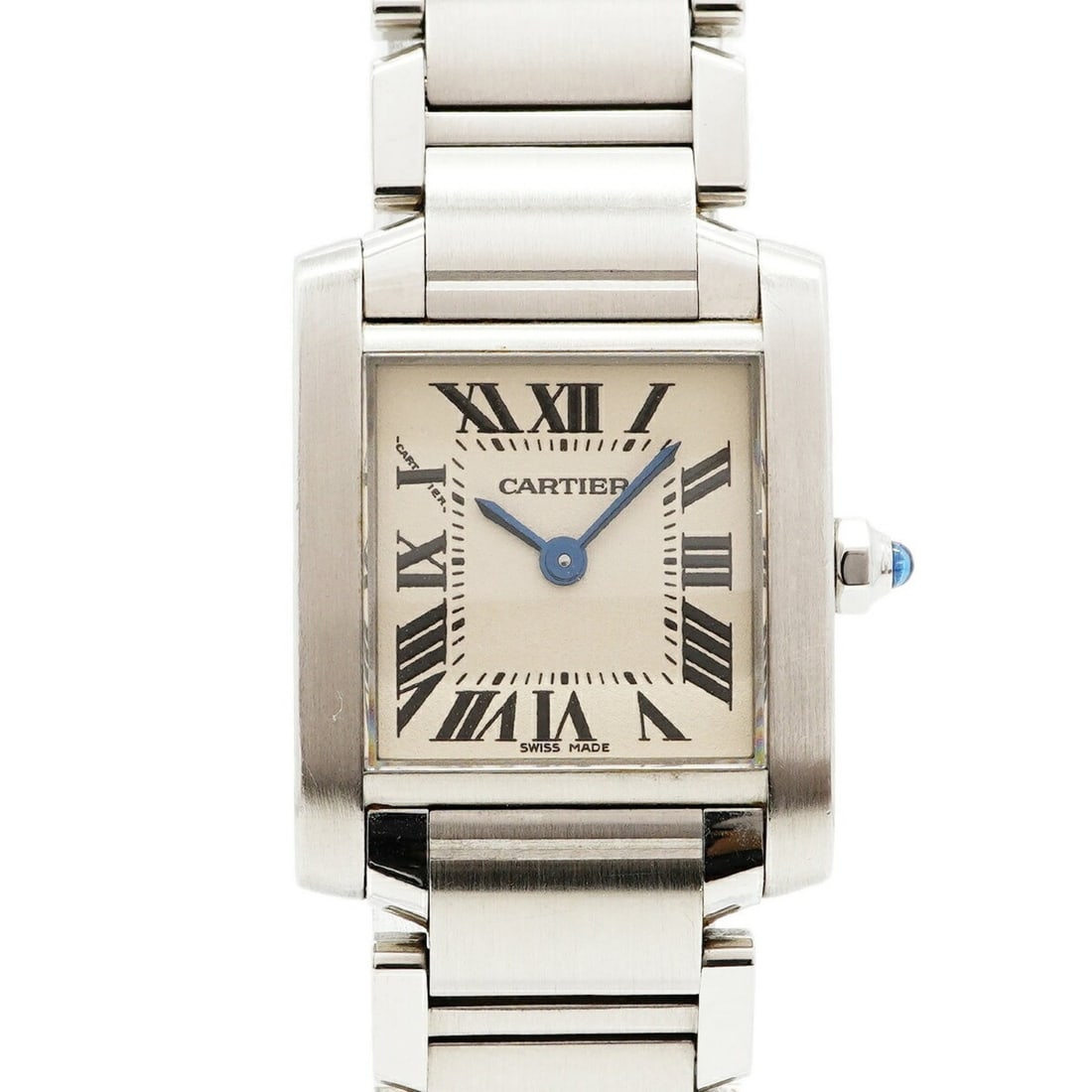 Cartier Tank Française SM W51008Q3 Ivory Dial Women's Watch: --- Catalog ---Category: SizeWrist Size: 16cm / 6.29''Case Diameter: 20.3mm / 0.8''Category: DesignType: WristwatchGender: WomenColor (Dial): IvoryMaterial (Band): Stainless steelCategory: GeneralMPN:
