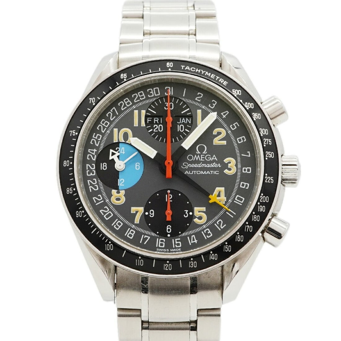 Omega Speedmaster Mark 40 AM PM Triple Calendar 3520.53 Gray Dial Men's Watch: --- Catalog ---Category: SizeWrist Size: 16.5cm / 6.49''Case Diameter: 38.8mm / 1.53''Category: DesignType: WristwatchGender: MenColor (Dial): GrayMaterial (Band): Stainless steelCategory: GeneralMPN: