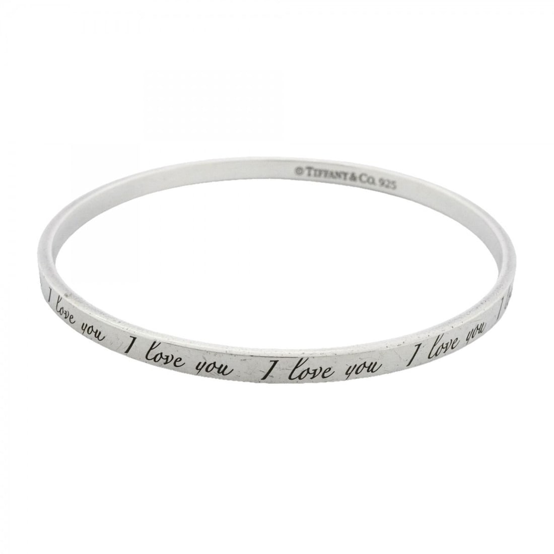 Tiffany & Co. Notes I Love You Bangle, Sterling Silver 925, Women's: --- Catalog ---Category: SizeLength: 19cm / 7.48''Category: DesignType: BangleGender: WomenMaterial: Silver 925Category: GeneralBrand: Tiffany--- Item List ---Section: ConditionRanking: Rank AB Used -