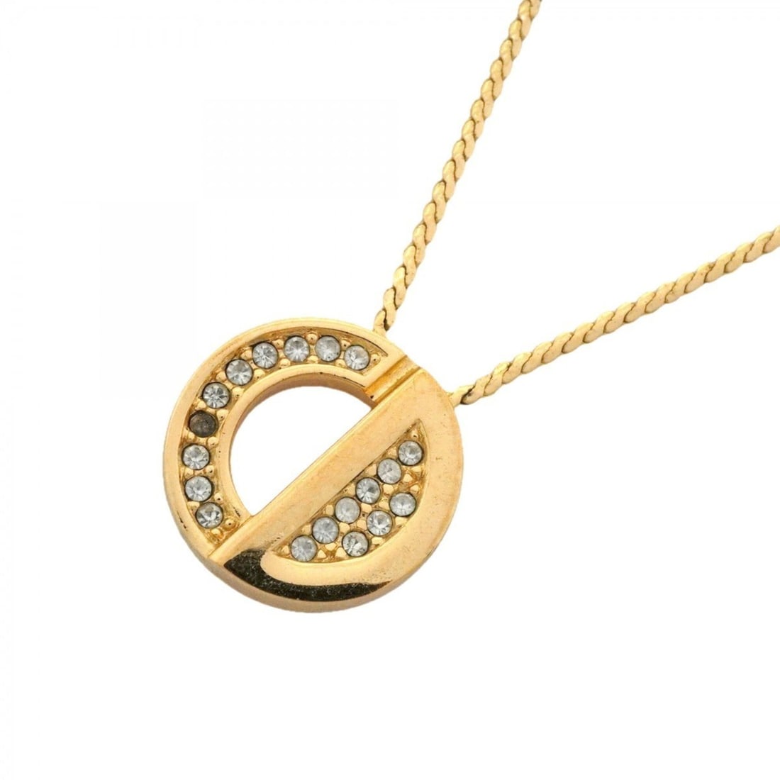 Christian Dior Necklace, GP Plated, Rhinestone, Gold, Women's: --- Catalog ---Category: SizePendant Size: 16mm x 16mm / 0.62'' x 0.62''Neck Circumference: 39 cm - 44 cm / 15.35'' - 17.32''Category: DesignColor: GoldGender: WomenMaterial: Gold plating, RhinestoneN