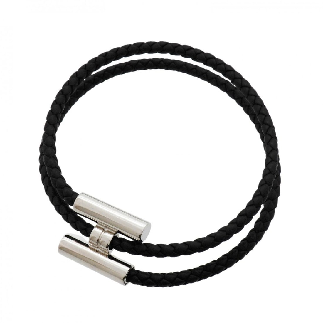 Hermes Tournis Bracelet, Metal and Leather, Silver Black, for Men Women: --- Catalog ---Category: SizeLength: 18.5cm / 7.28''Category: DesignType: Charm braceletColor: Black, SilverGender: Men,WomenMaterial: Leather, MetalCategory: GeneralBrand: Hermes--- Item List ---Sect