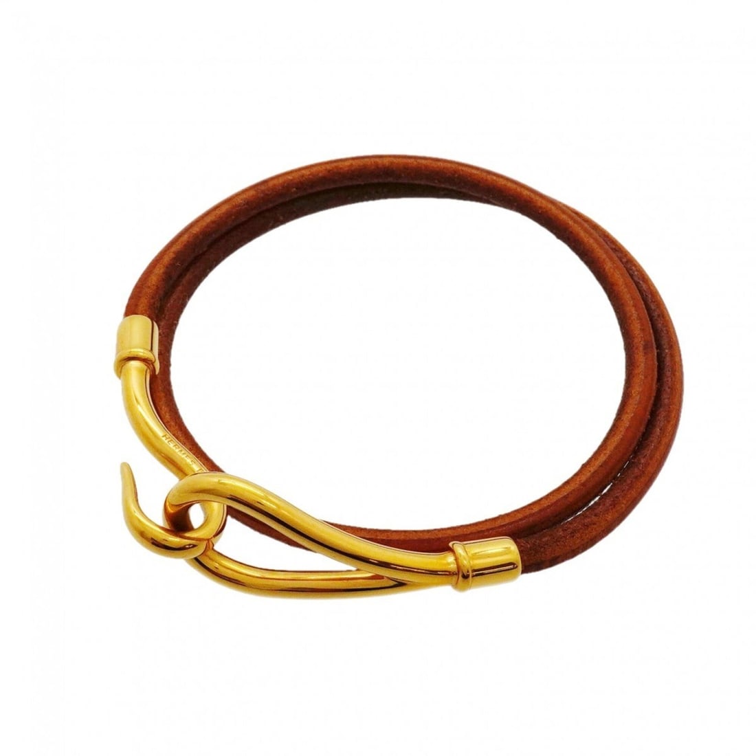 Hermes Jumbo Hook Bracelet, GP Plated Leather, Gold Brown, Women's: --- Catalog ---Category: SizeLength: 17cm / 6.69''Category: DesignType: Charm braceletColor: Brown, GoldGender: WomenMaterial: Gold plating, LeatherCategory: GeneralBrand: Hermes--- Item List ---Secti