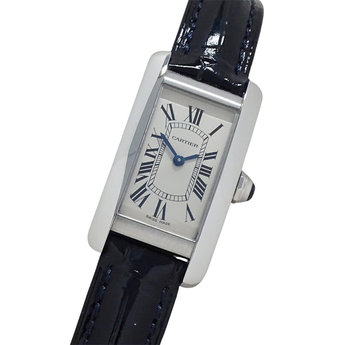 Cartier women's watch, Tank American SM, quartz movement, stainless steel strap, leather silver and (1 of 18)