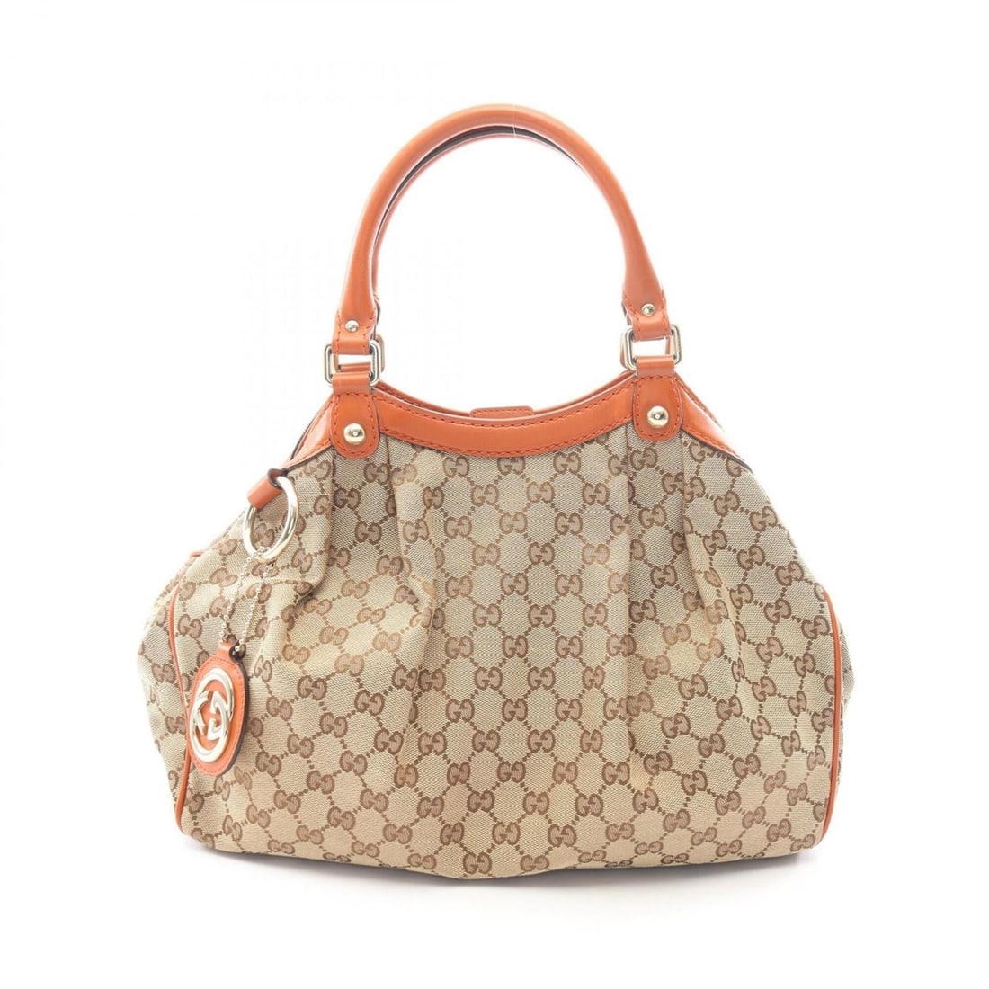 Gucci Sukey Handbag, Canvas and Leather, Women's, Beige/Orange, Item No. 211944: --- Catalog ---Category: SizeSize (HxWxD): 25cm x 35cm x 11.5cm / 9.84'' x 13.77'' x 4.52''Category: DesignType: HandbagColor: Beige, OrangeGender: WomenMaterial: Canvas , Leather Category: GeneralMPN