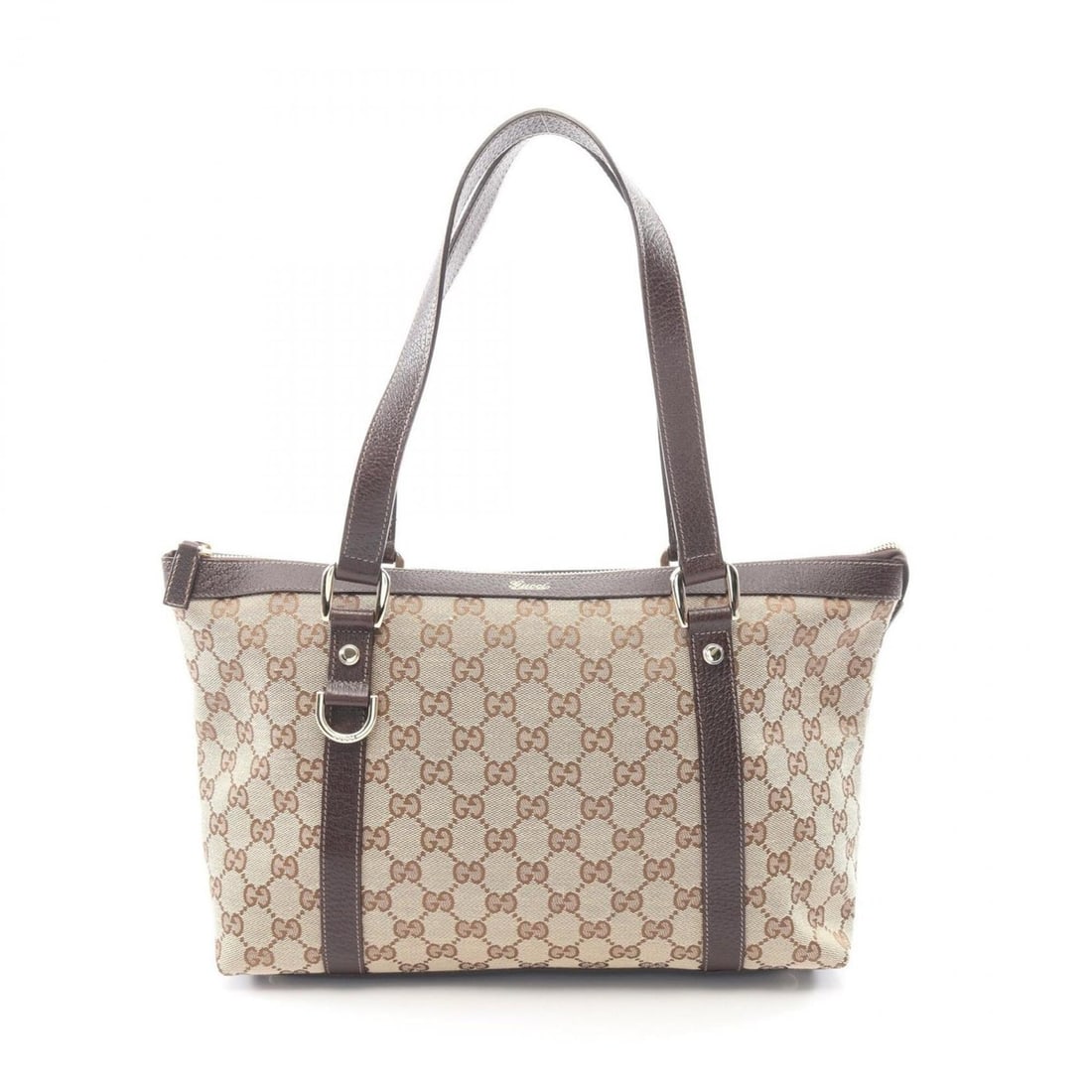 Gucci Abbey GG Canvas Tote Bag Handbag Leather Women's Beige/Brown 141470 (1 of 9)