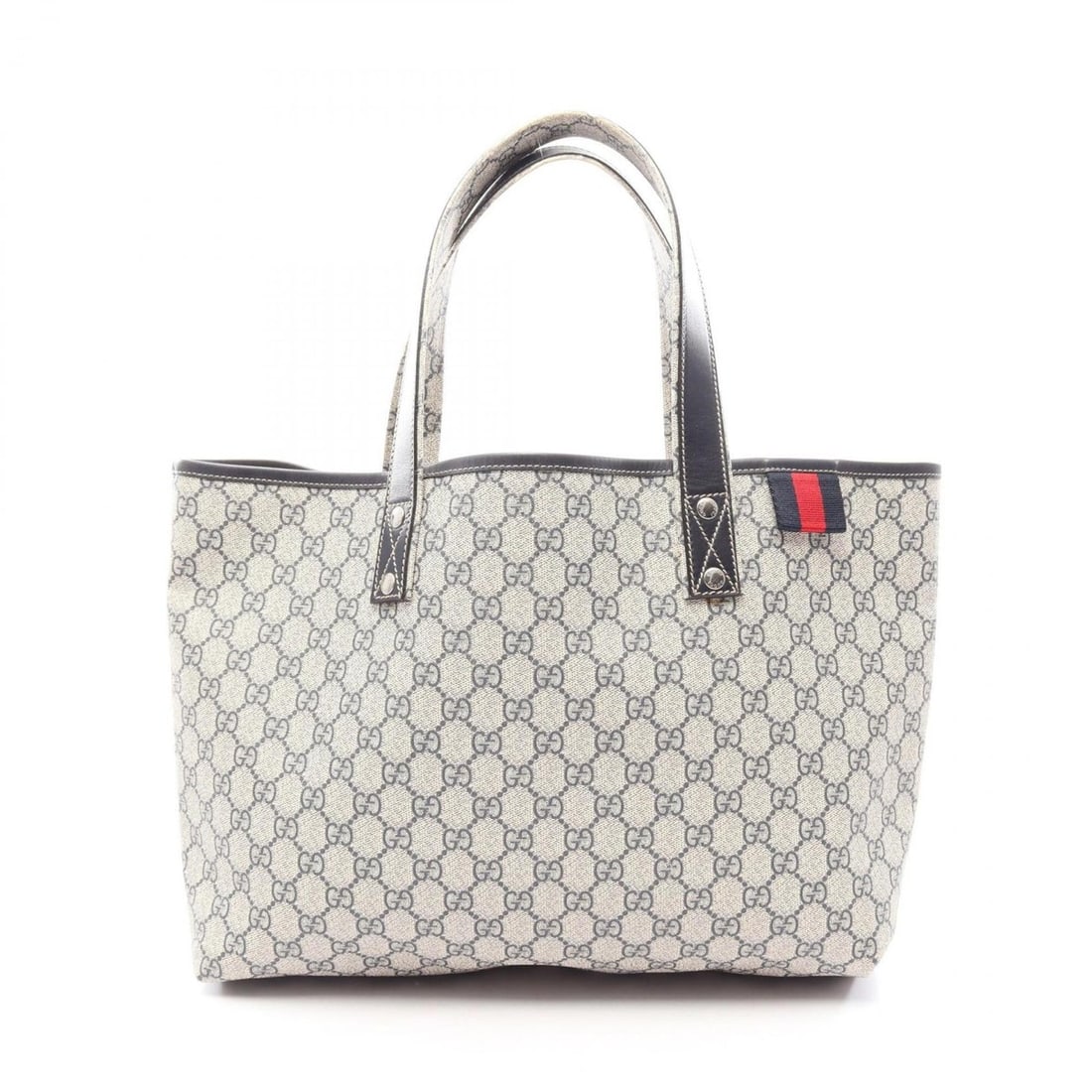 Gucci GG Supreme Sherry Line Tote Bag Handbag, Coated Canvas Leather, Women's, Beige/Navy, 211134: --- Catalog ---Category: SizeSize (HxWxD): 28cm x 37cm x 11cm / 11.02'' x 14.56'' x 4.33''Category: DesignType: Handbag, Tote bagColor: Beige, NavyGender: WomenMaterial: GG Supreme , Leather Category: