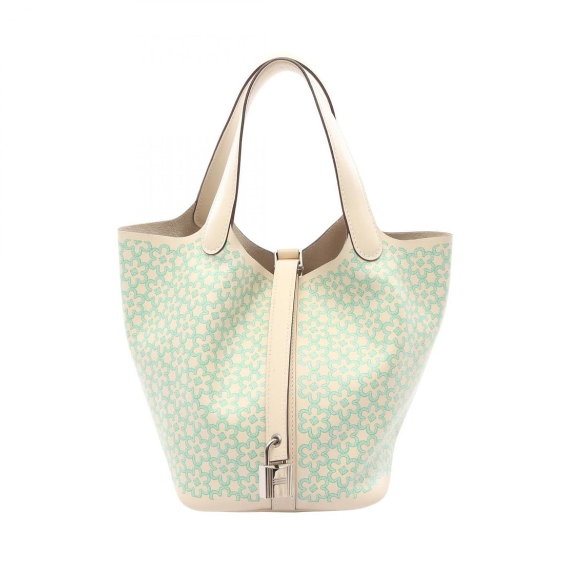 Hermes Picotin Lock PM Lucky Daisy Handbag, Leather, Veau Swift, Women's, Ivory, Green, Blue, Vert: --- Catalog ---Category: SizeSize (HxWxD): 18.5cm x 19cm x 13.5cm / 7.28'' x 7.48'' x 5.31''Category: DesignType: HandbagColor: Blue, Green, Ivory, VertGender: WomenMaterial: Swift leather Category: G