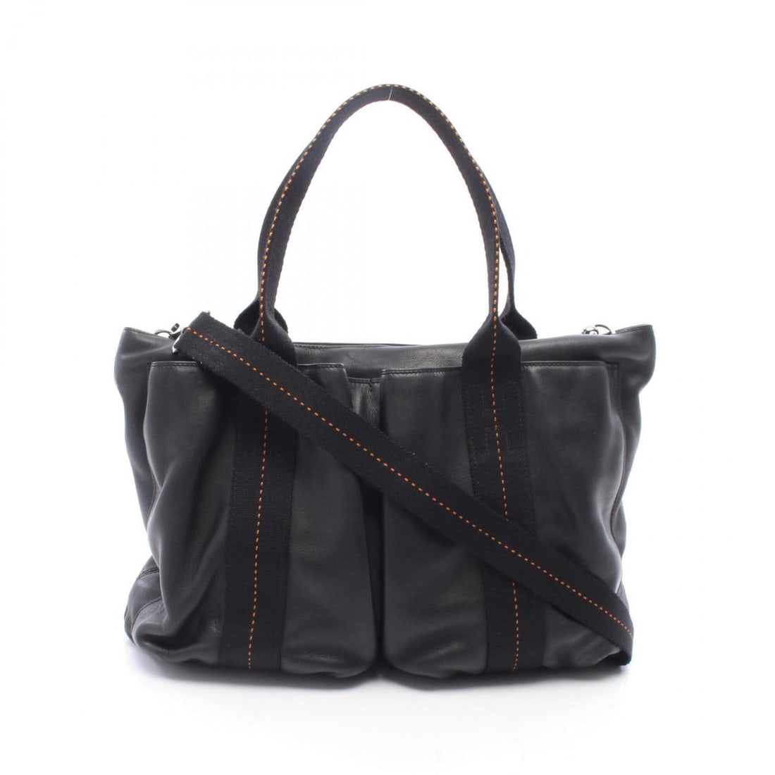 Hermes Caravan Horizontal MM 2-Way Handbag, Leather, Veau Delma, Women's, Black (1 of 9)