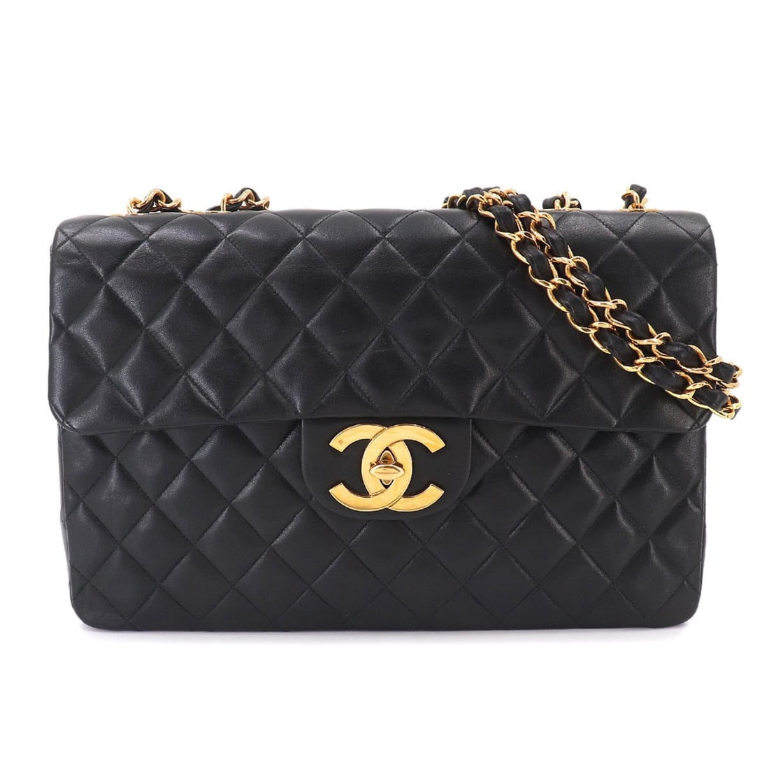 Chanel Matelasse 34 Chain Shoulder Handbag, Lambskin, Black, A01094, Gold Hardware (1 of 9)