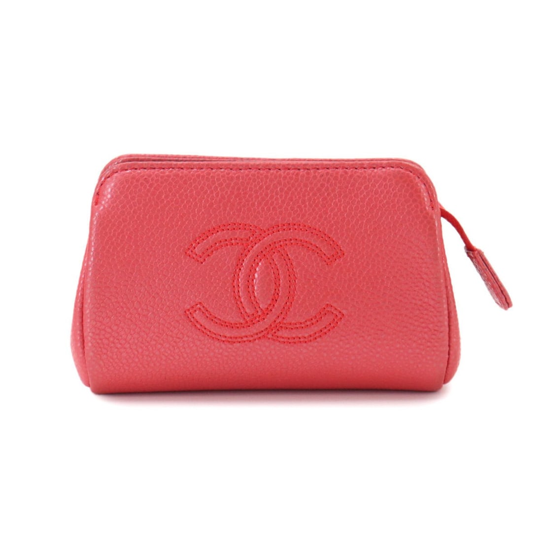 Chanel CHANEL Caviar Skin Handbag Pouch Pink Gold Hardware Coco Mark: --- Catalog ---Category: SizeWeight: 65g / 2.29oz.Size (HxWxD): 9cm x 12.5cm x 4cm / 3.54'' x 4.92'' x 1.57''Category: DesignType: Handbag, PouchColor: PinkGender: WomenMaterial: Grained Calfskin Hard
