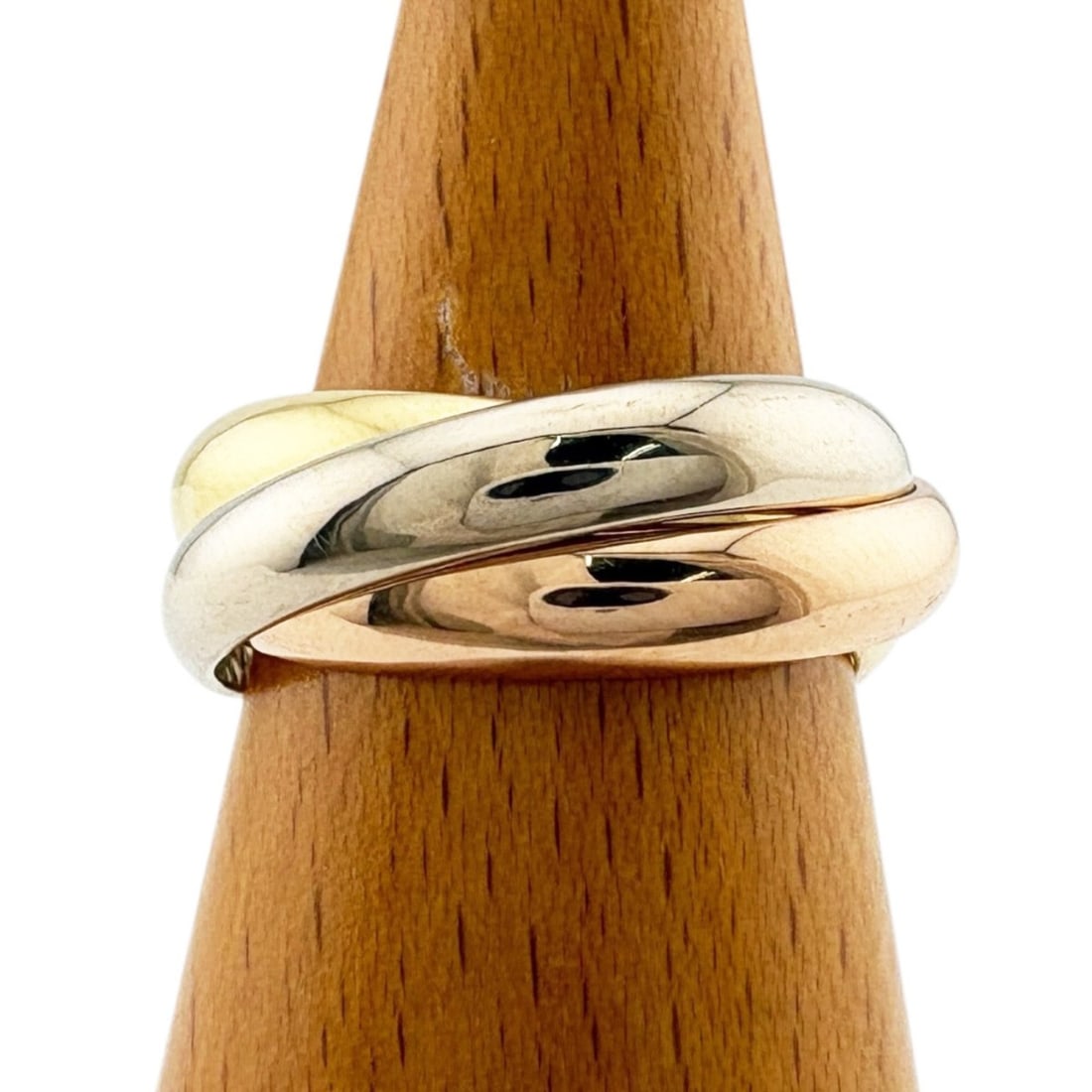 Cartier Trinity Ring, 1, 18K Yellow Gold, Women's CARTIER: --- Catalog ---Category: SizeJP Size: 15US Size: 7.5Category: DesignType: Band ringColor: Gold, Pink gold, SilverGender: WomenMaterial: Pink gold (18K), White gold (18K), Yellow gold (18K)Category: Ge