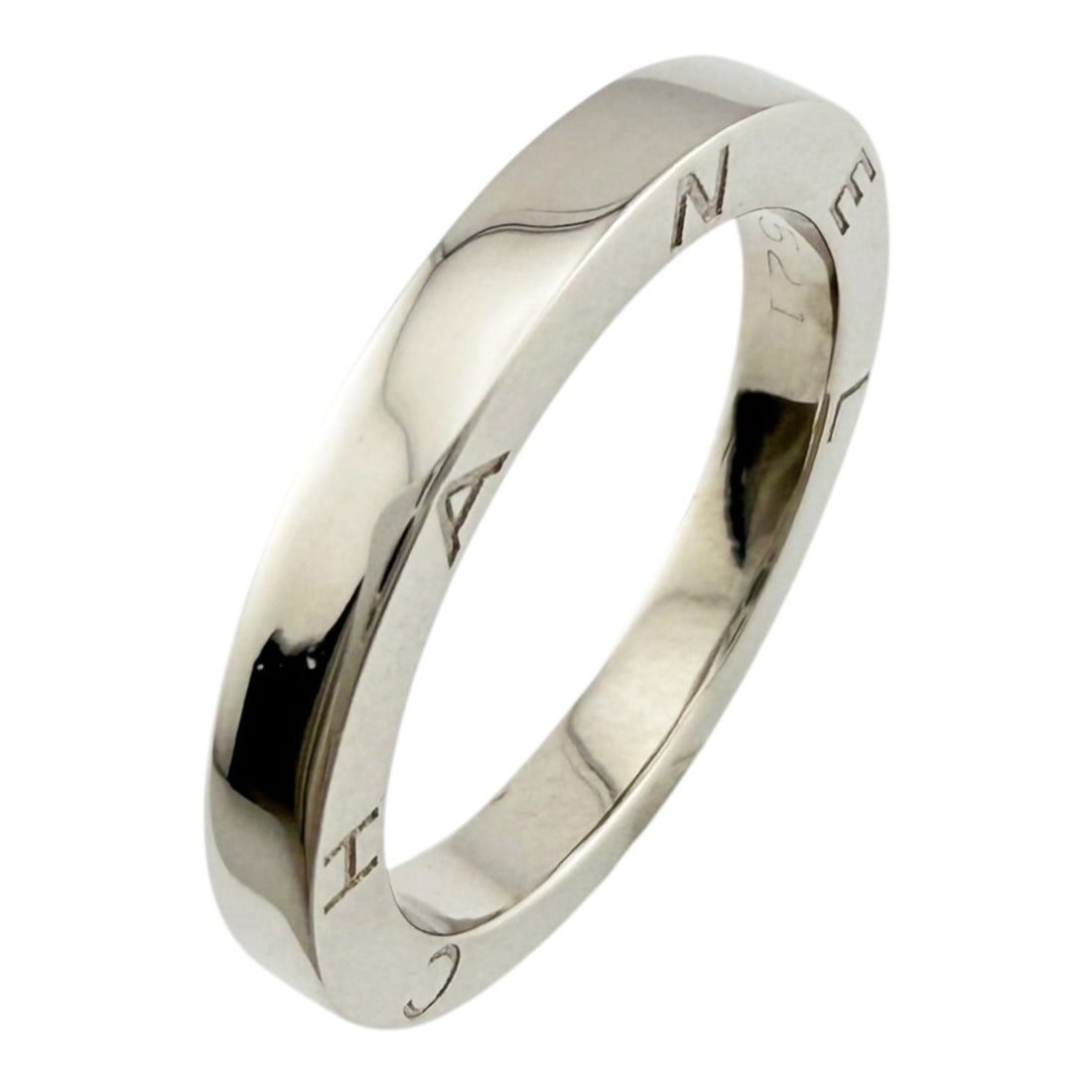 Chanel Signature Ring, Platinum 950, Women's CHANEL: --- Catalog ---Category: SizeJP Size: 14US Size: 7Category: DesignType: Band ringColor: SilverGender: WomenMaterial: Platinum 950Category: GeneralBrand: Chanel--- Item List ---Section: ConditionRankin