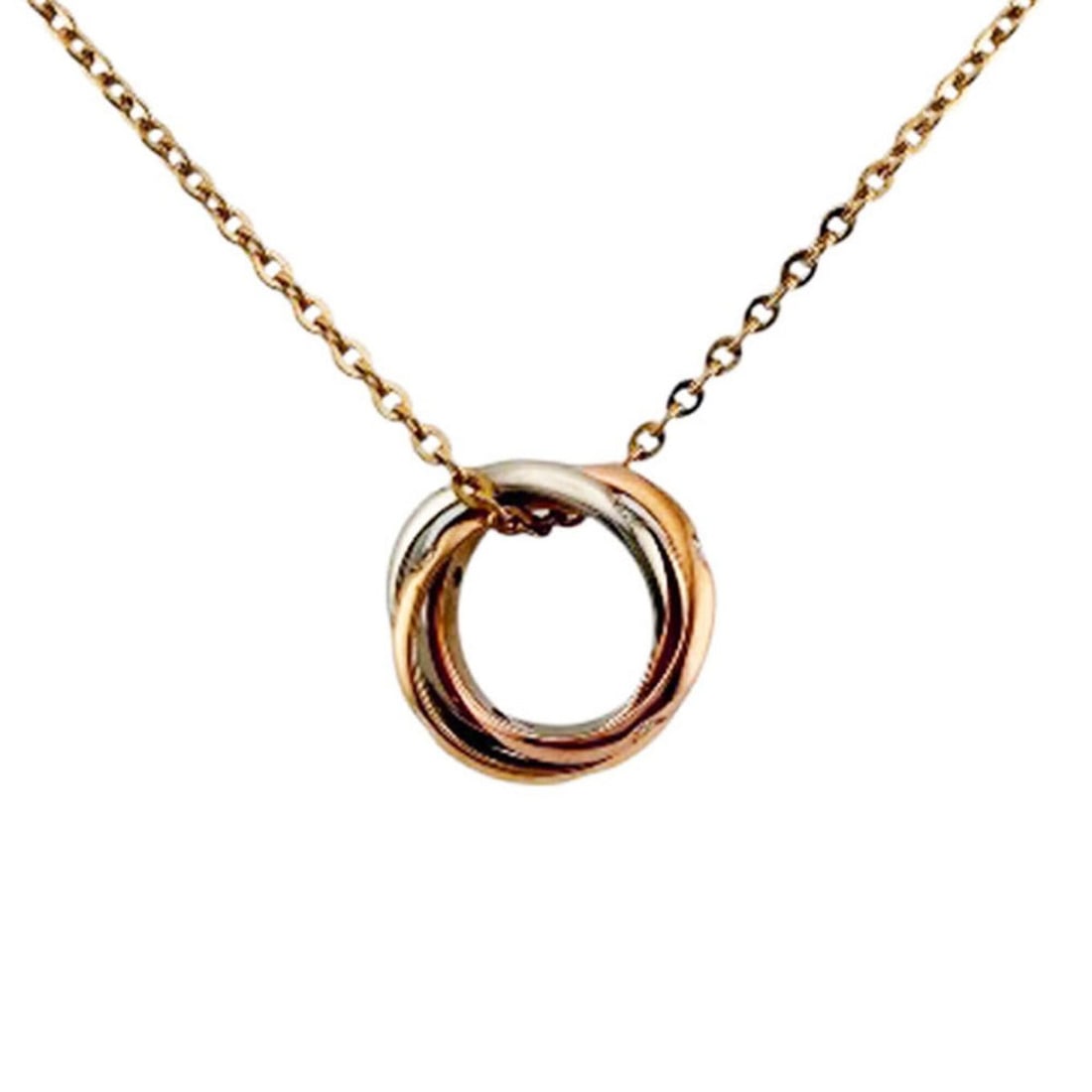 Cartier Baby Trinity Necklace, 18K Yellow Gold, Women's, CARTIER: --- Catalog ---Category: SizePendant Size: 12mm x 12mm / 0.47'' x 0.47''Neck Circumference: 42 cm / 16.53''Category: DesignColor: Gold, Pink gold, SilverGender: WomenMaterial: Pink gold (18K), White g