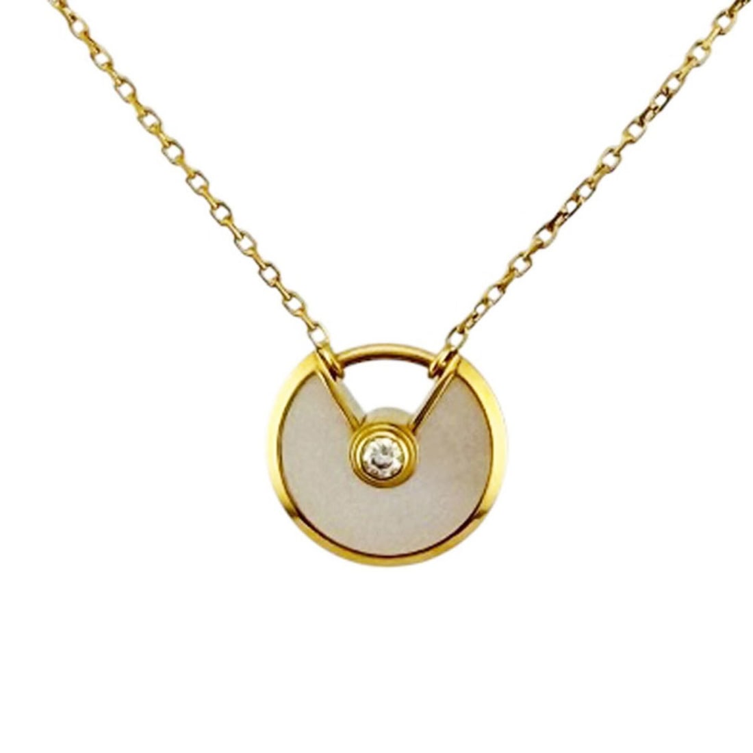 Cartier Amulet Necklace, 18K Yellow Gold, Diamond, Women's, CARTIER: --- Catalog ---Category: SizePendant Size: 11mm x 11.5mm / 0.43'' x 0.45''Neck Circumference: 41 cm / 16.14''Category: DesignColor: GoldGender: WomenMaterial: Yellow gold (18K)Necklace Type: NecklaceC