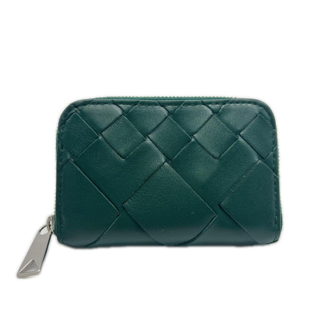 BOTTEGA VENETA Intrecciato Zippered Coin Purse 620348 Wallet/Coin Case Green Calf Leather Men's (1 of 16)