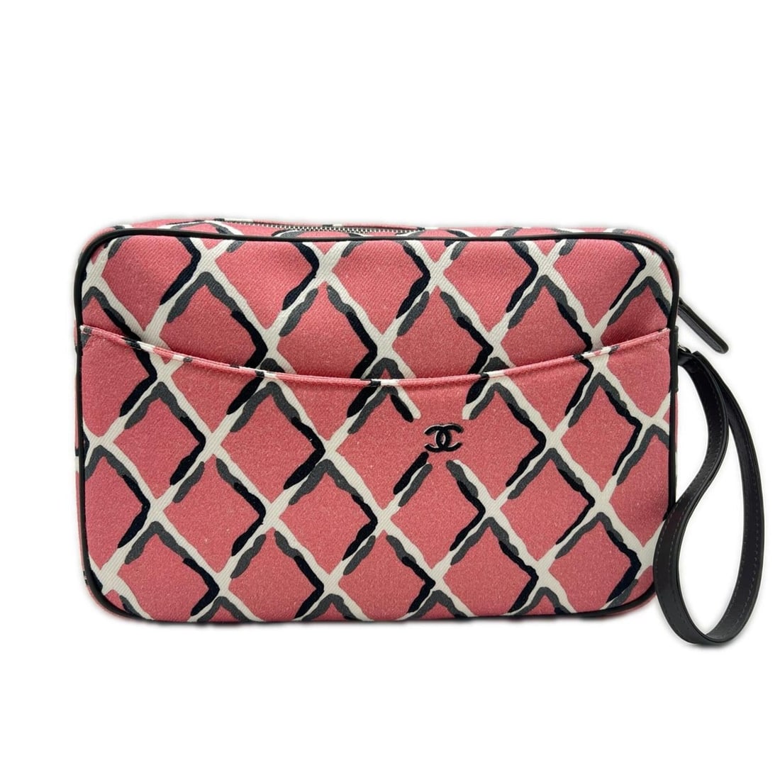 CHANEL Canvas Coco Beach Pouch A81253 Pink Multicolor Women's: --- Catalog ---Category: SizeSize (HxWxD): 16cm x 24cm x 7cm / 6.29'' x 9.44'' x 2.75''Category: DesignType: PouchColor: Multi-color, PinkGender: WomenClosure: ZipperMaterial: Canvas Category: General