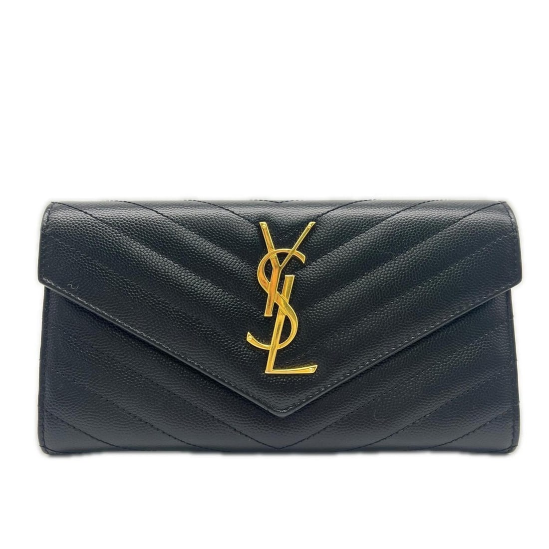 YVES SAINT LAURENT Cassandra Large Flap Wallet 372264 Long Black Calf Leather Women's: --- Catalog ---Category: SizeSize (HxWxD): 11cm x 19cm x 3cm / 4.33'' x 7.48'' x 1.18''Category: DesignType: Long wallet (bi-fold)Color: BlackGender: WomenMaterial: Leather Leather/Fur Type: CalfskinC
