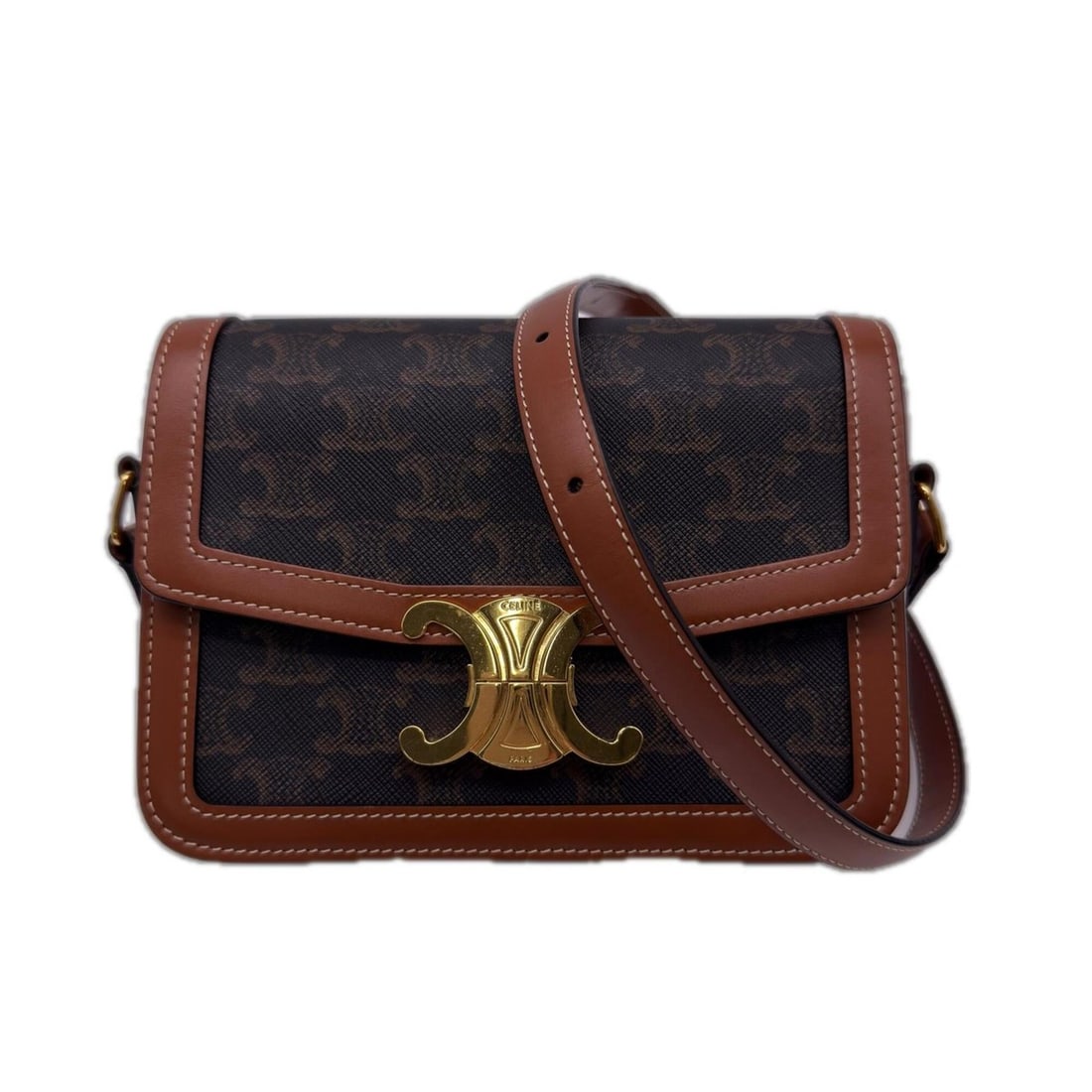 CELINE Triomphe Canvas Classic Bag 188882BZ4 Shoulder Brown Black Leather Women's: --- Catalog ---Category: SizeSize (HxWxD): 15cm x 19cm x 6cm / 5.9'' x 7.48'' x 2.36''Strap Length: 112cm / 44.09''Category: DesignType: Shoulder bagColor: Black, BrownStyle: ClassicGender: WomenClosu