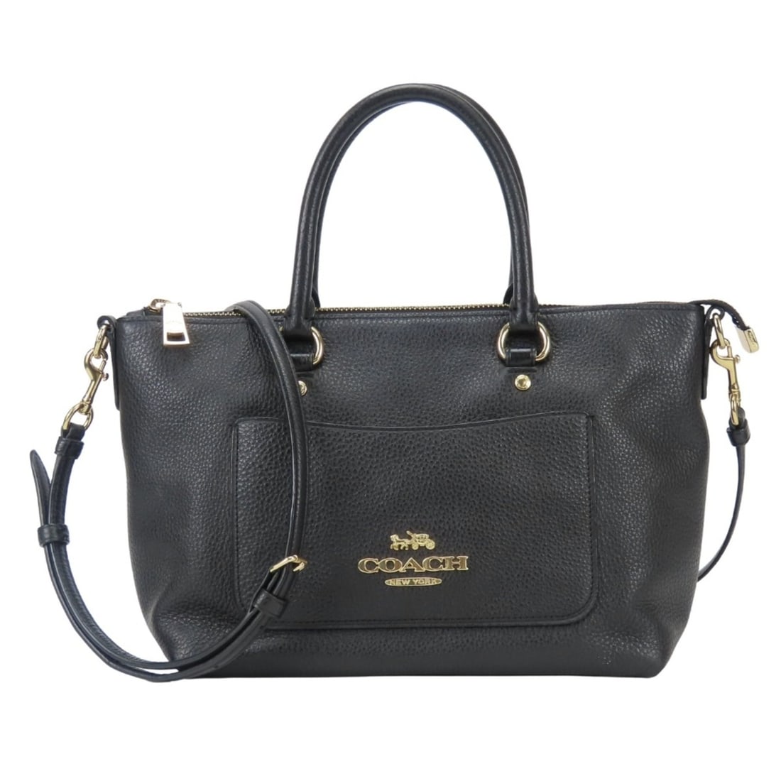 Coach handbag F31455 Leather Black Gold Hardware Shoulder Bag for Women COACH (1 of 20)