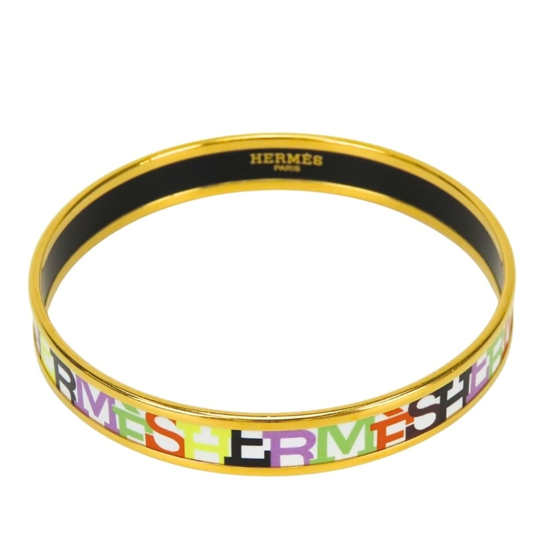 Hermes Bangle Email PM Metal White Multicolor Gold Hardware Cloisonné Bracelet for Women HERMES: --- Catalog ---Category: SizeWidth: 1cm / 0.39''Length: 21cm / 8.26''Weight: 21.3g / 0.75oz.Category: DesignType: BangleColor: Multi-color, WhiteGender: WomenMaterial: Cloisonné/enamel, MetalCategory