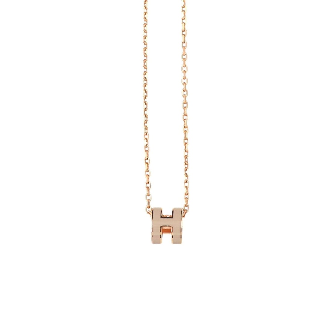 Hermes Mini Pop H Necklace, Marron Glacé Gold: --- Catalog ---Category: SizeWeight: 3.2g / 0.11oz.Pendant Size: 9mm x 7mm / 0.35'' x 0.27''Neck Circumference: 40 cm / 15.74''Category: DesignColor: GoldGender: WomenNecklace Type: NecklaceCategory: 