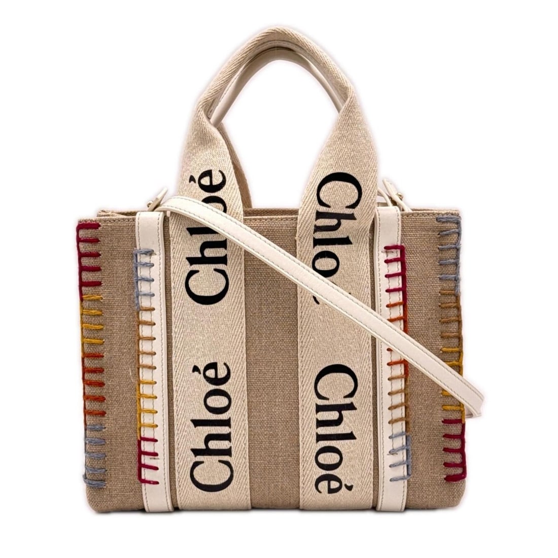 Chloe Linen Canvas Woody Small Tote Bag CHC22AS397H74 Handbag Beige Multicolor Leather Women's: --- Catalog ---Category: SizeSize (HxWxD): 21cm x 26cm x 6.5cm / 8.26'' x 10.23'' x 2.55''Strap Length: 114cm / 44.88''Handle Length: 31cm / 12.2''Category: DesignType: Handbag, Tote bagColor: Beige, 