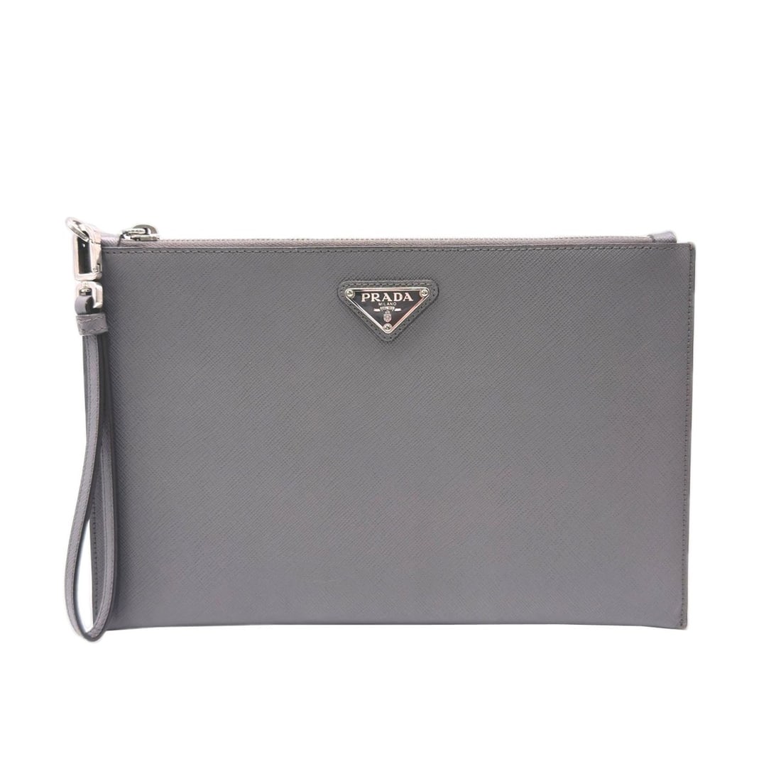 PRADA Re-Nylon x Saffiano Leather Pouch 2NH006 Clutch Bag Gray Men's: --- Catalog ---Category: SizeSize (HxWxD): 18cm x 28cm x 1.5cm / 7.08'' x 11.02'' x 0.59''Category: DesignType: Clutch bag, PouchColor: GrayGender: MenClosure: ZipperMaterial: Saffiano Category: Gener