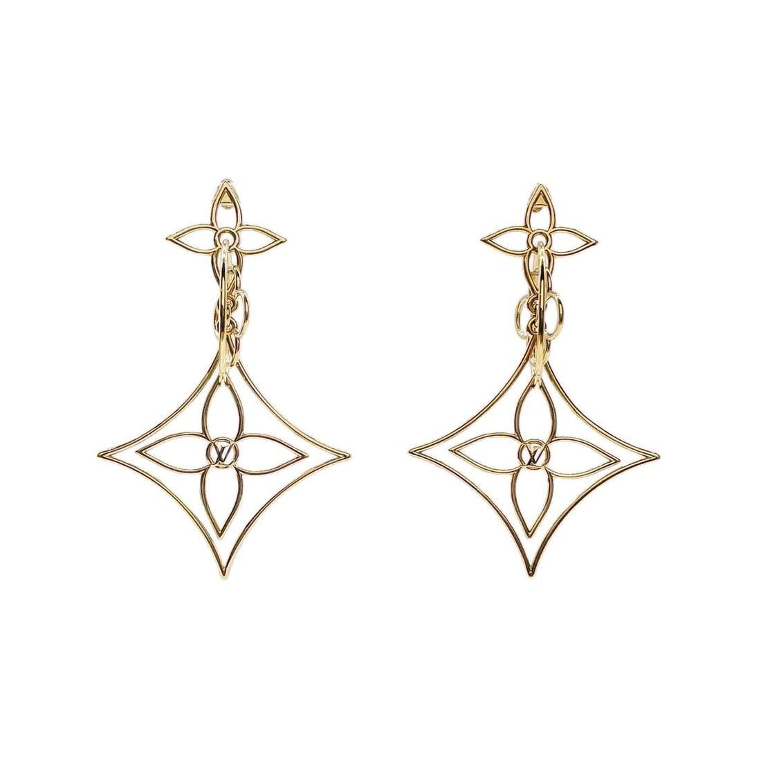 LOUIS VUITTON Louis Vuitton Pendant LV Twiggy Earrings Swing Monogram Flower M00952 Metal Gold (1 of 9)