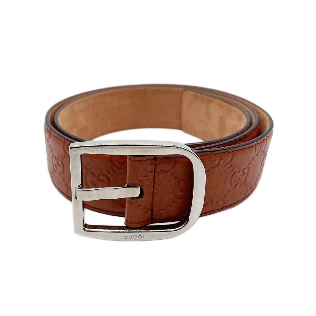GUCCI GG Belt with Silver Buckle, Guccissima Pattern, 260934, Leather, Brown, Men's: --- Catalog ---Category: SizeLength: 92cm - 102cm / 36.22'' - 40.15''Category: DesignType: Standard beltColor: BrownGender: MenMaterial (Strap): Leather Category: GeneralBrand: Gucci--- Item List ---S