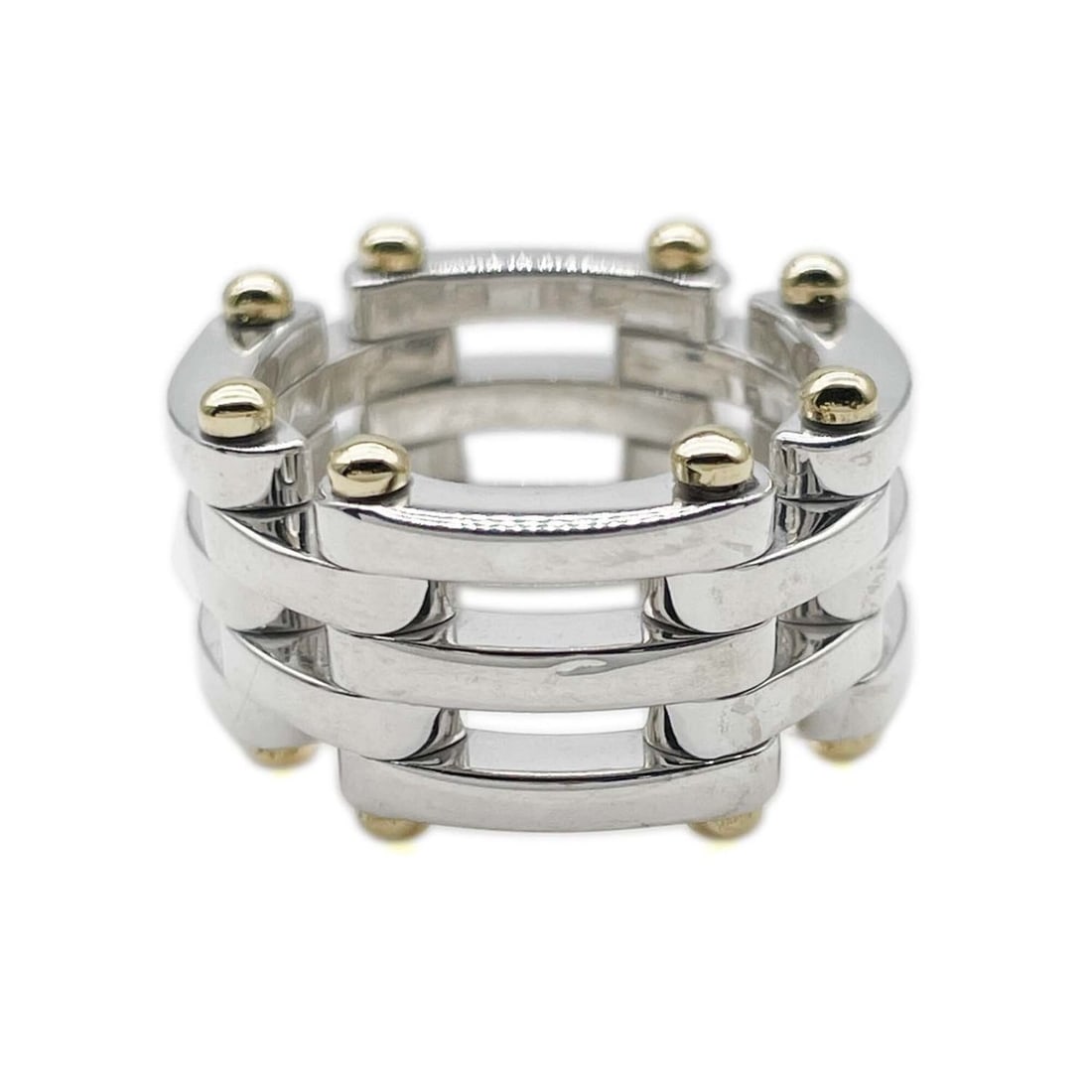TIFFANY&Co. Tiffany Gate Combination Ring, SV925 18K Yellow Gold, 7779, Silver, Women's: --- Catalog ---Category: SizeJP Size: 10US Size: 5.5Category: DesignType: Band ringGender: WomenMaterial: Silver 925, Yellow gold (18K)Category: GeneralBrand: Tiffany--- Item List ---Section: Conditio
