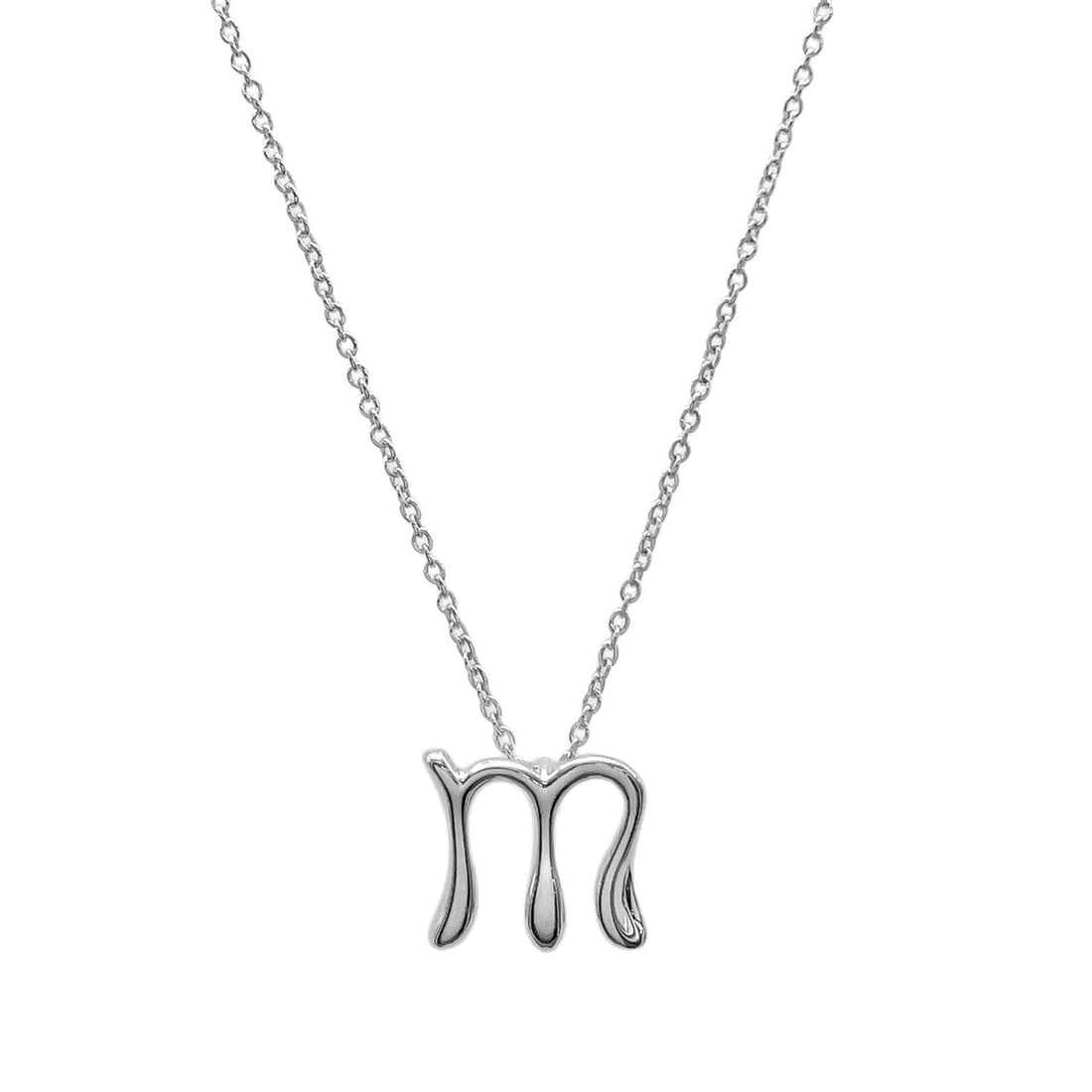 TIFFANY&Co. Tiffany Letter M Initial Necklace Pendant SV925 Silver Women's: --- Catalog ---Category: SizePendant Size: 10mm x 10mm / 0.39'' x 0.39''Neck Circumference: 39.5 cm / 15.55''Category: DesignColor: SilverGender: WomenMaterial: Silver 925Pendant Type: PendantNecklace