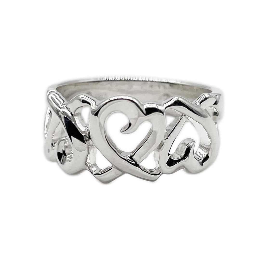 TIFFANY&Co. Tiffany & Co. Paloma Picasso Triple Loving Heart Ring, SV925 7825 Silver, Women's: --- Catalog ---Category: SizeJP Size: 9US Size: 5Category: DesignType: Band ringGender: WomenMaterial: Silver 925Category: GeneralBrand: Tiffany--- Item List ---Section: ConditionRanking: Rank SA Used