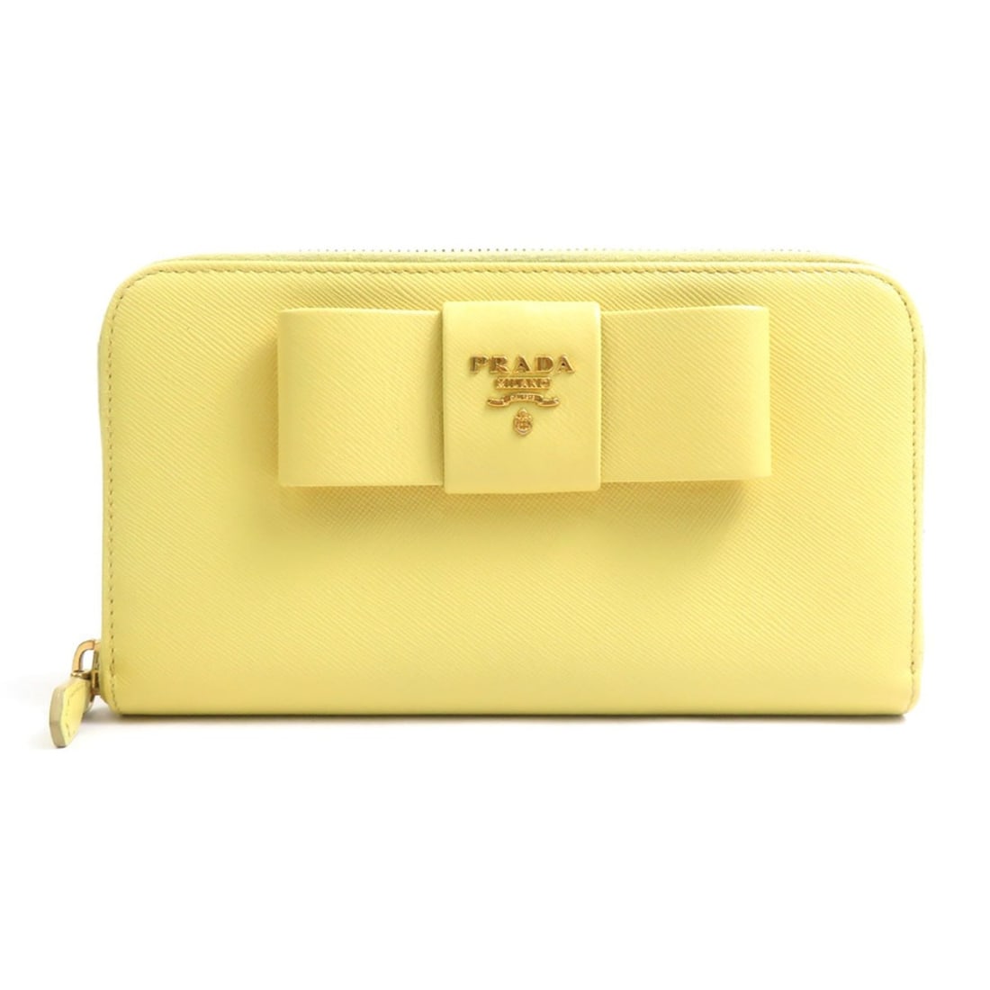 Prada PRADA Round Zip Long Wallet Leather Yellow Women's r11329a: --- Catalog ---Category: SizeSize (HxWxD): 10.5cm x 18.5cm x 2cm / 4.13'' x 7.28'' x 0.78''Category: DesignType: Long wallet (bi-fold)Color: YellowGender: WomenMaterial: Leather Category: GeneralBrand