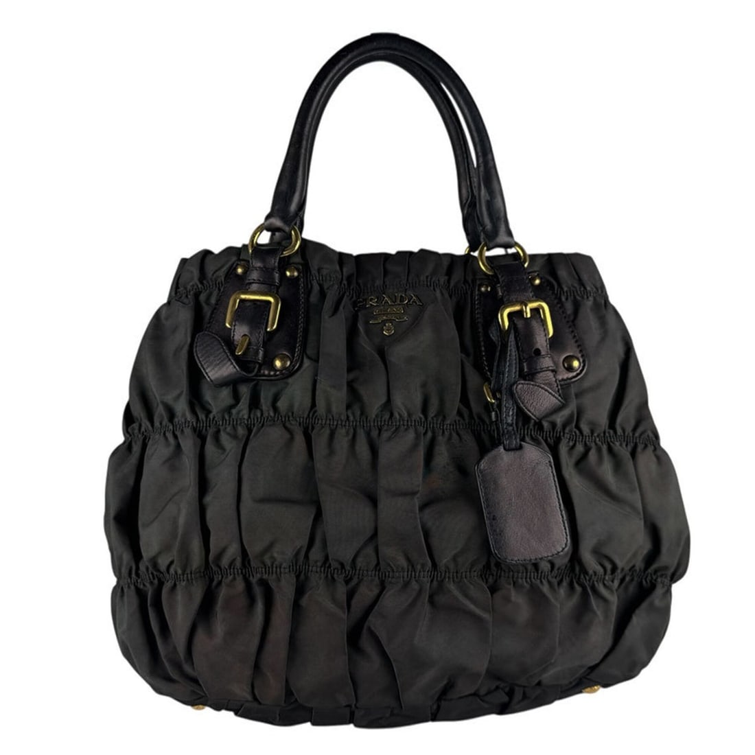 Prada handbag/shoulder bag, nylon and leather, green black, women's, z10496: --- Catalog ---Category: SizeSize (HxWxD): 28cm x 38cm x 14cm / 11.02'' x 14.96'' x 5.51''Category: DesignType: Handbag, Shoulder bagColor: Black, GreenGender: WomenMaterial: Nylon , Leather Category: