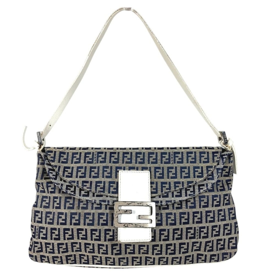 FENDI Zucchino Logo Flap Bag, Handbag, Shoulder Leather, Canvas, Men's, Women's, Navy: --- Catalog ---Category: SizeSize (HxWxD): 18cm x 31.5cm / 7.08'' x 12.4''Category: DesignType: Handbag, Shoulder bagColor: Navy, WhiteGender: Men,WomenMaterial: Zucchino Category: GeneralBrand: Fendi