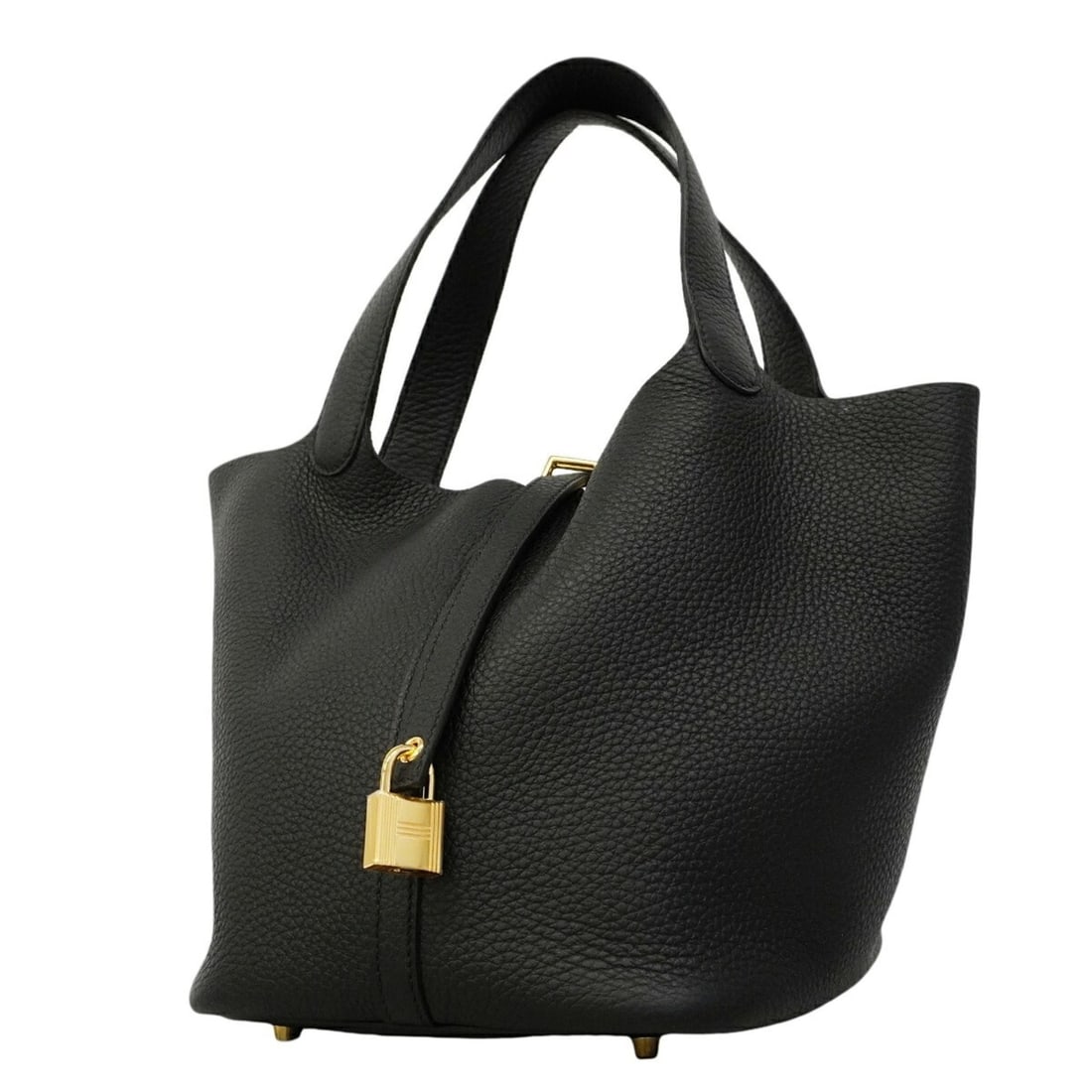 Hermes Picotin Lock MM handbag, Taurillon Clemence leather, black, K stamp, women's. (1 of 8)