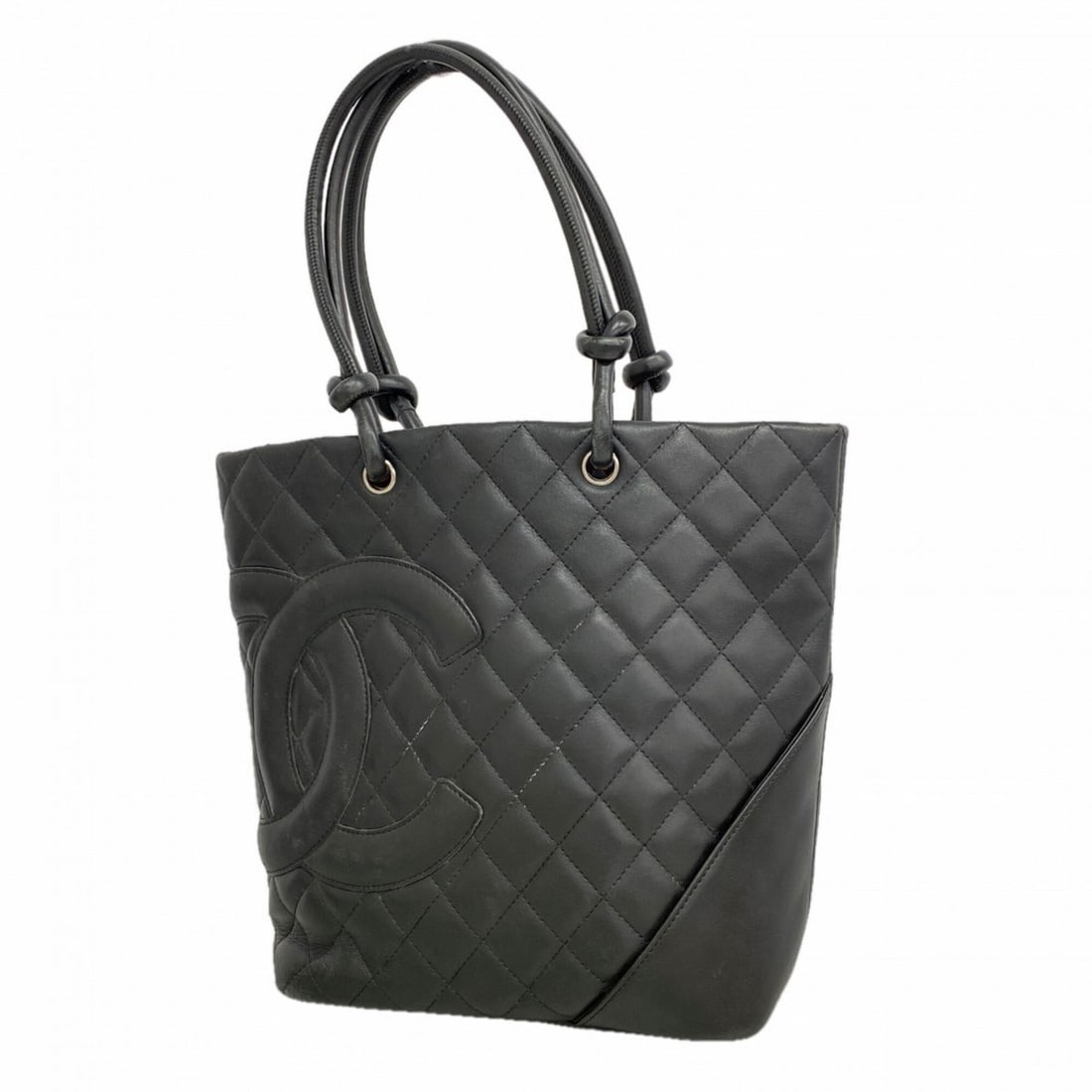 Chanel Cambon Lambskin Tote Bag, Black, Women's: --- Catalog ---Category: SizeSize (HxWxD): 25cm x 20cm x 11.5cm / 9.84'' x 7.87'' x 4.52''Category: DesignType: Tote bagColor: BlackGender: WomenMaterial: Leather Hardware Color: SilverLeather/Fur Typ