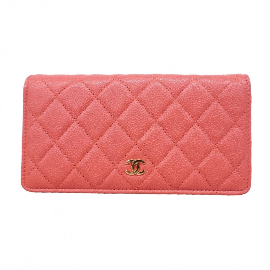 Chanel long wallet, Matelassé caviar leather, pink, women's.: --- Catalog ---Category: SizeSize (HxWxD): 18.5cm x 10cm x 2.5cm / 7.28'' x 3.93'' x 0.98''Category: DesignType: Long wallet (bi-fold)Color: PinkGender: WomenMaterial: Grained Calfskin Category: Gener