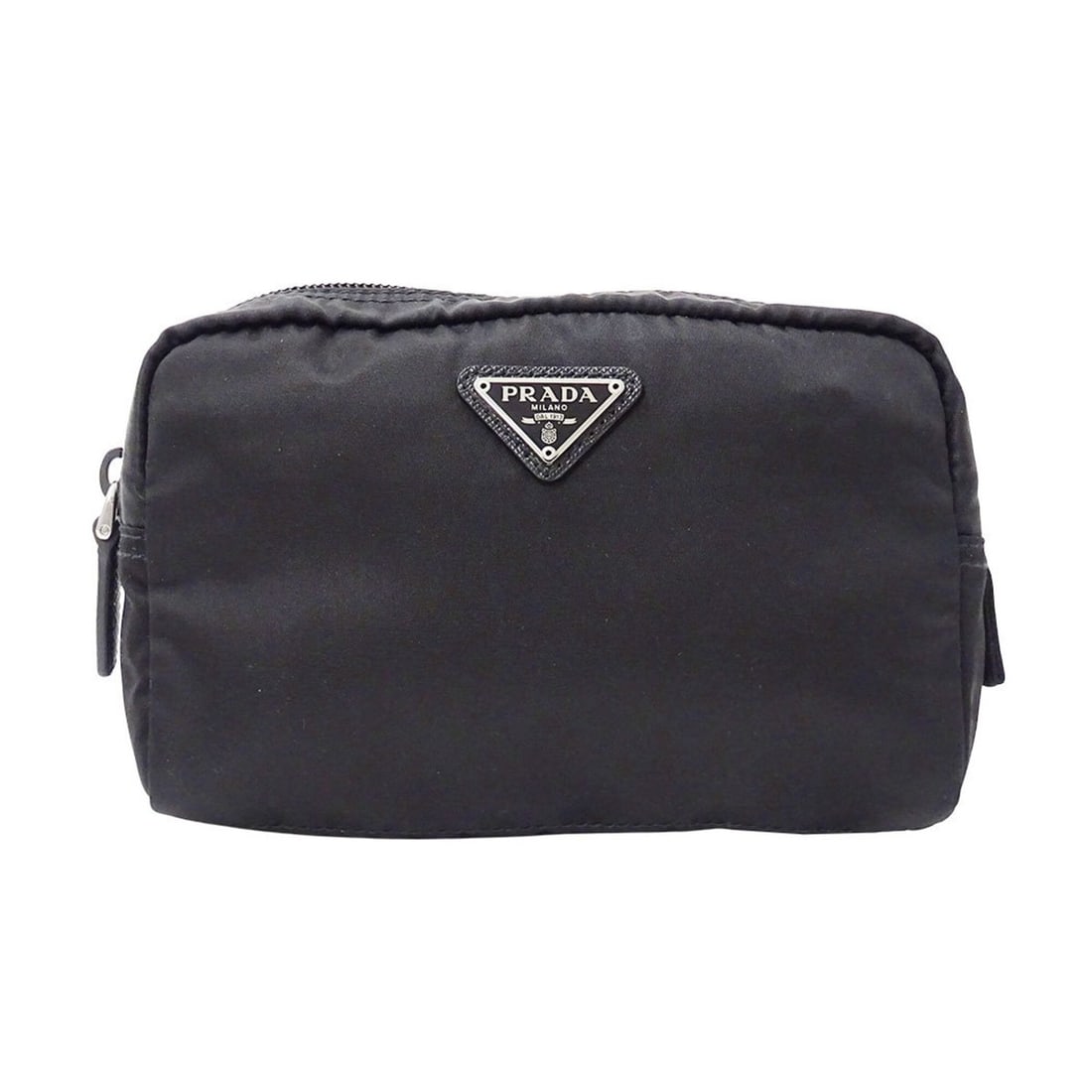 Prada PRADA handbag pouch for women and men, brand name, nylon, black, 1NA021, makeup pouch, small: --- Catalog ---Category: SizeSize (HxWxD): 10cm x 17cm / 3.93'' x 6.69''Category: DesignType: Handbag, PouchColor: BlackGender: Men,WomenMaterial: Nylon Category: GeneralMPN: 1NA021Brand: PradaCountry