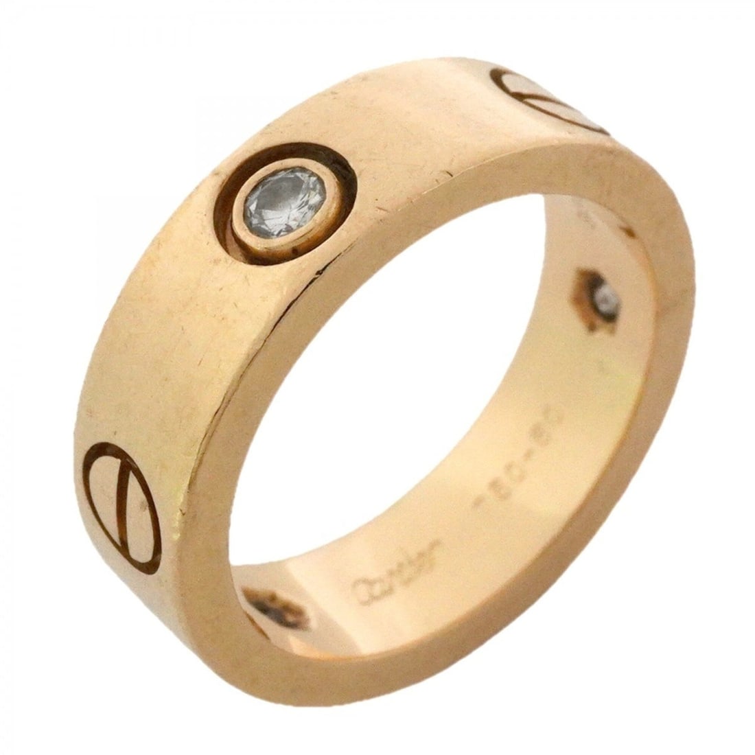 Cartier Love Ring, 3PD, 18K Yellow Gold, Diamonds, Size #50, Ladies: --- Catalog ---Category: SizeUS Size: 5.5Brand Size: 50Category: DesignType: Band ringStone: DiamondGender: WomenMaterial: Yellow gold (18K)Category: GeneralBrand: Cartier--- Item List ---Section: Con