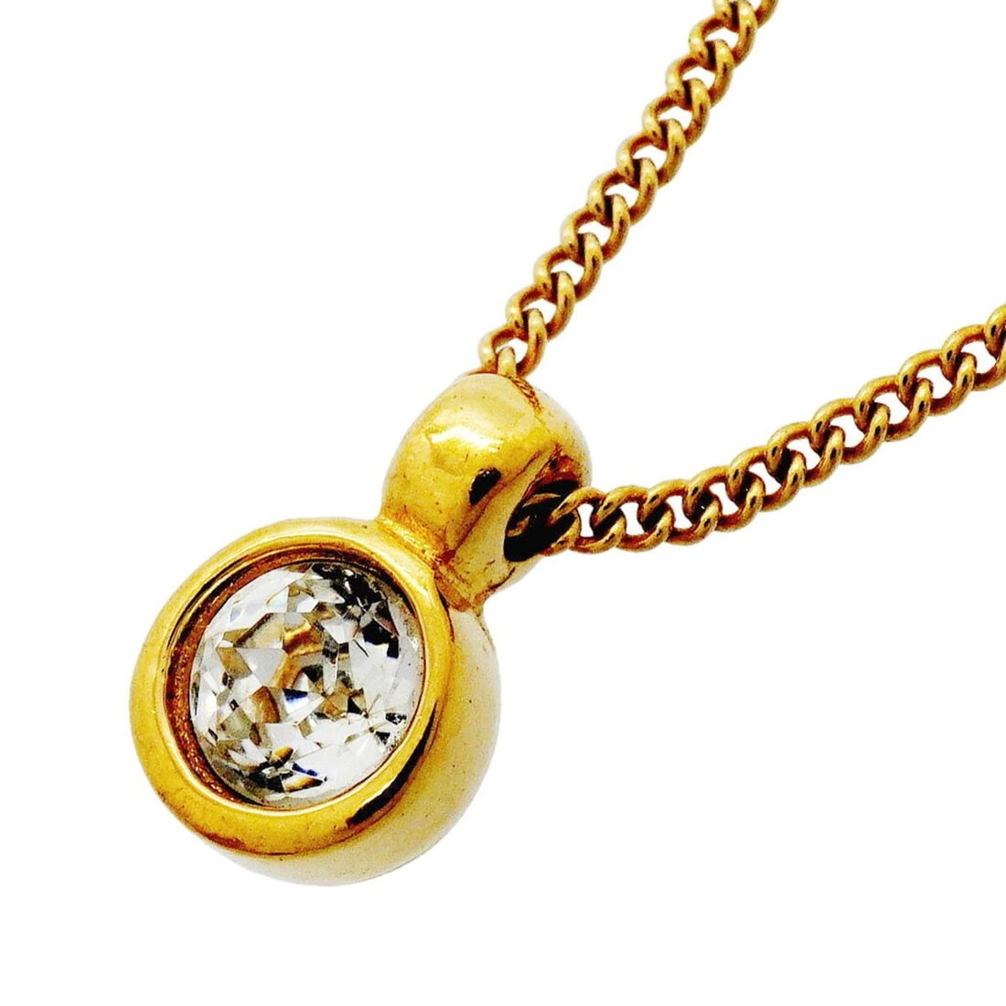 Christian Dior Necklace, GP Plated, Rhinestone, Gold, Women's: --- Catalog ---Category: SizePendant Size: 13.4mm x 8.4mm / 0.52'' x 0.33''Neck Circumference: 39 cm - 44.5 cm / 15.35'' - 17.51''Category: DesignColor: GoldGender: WomenMaterial: Gold plating, Rhines