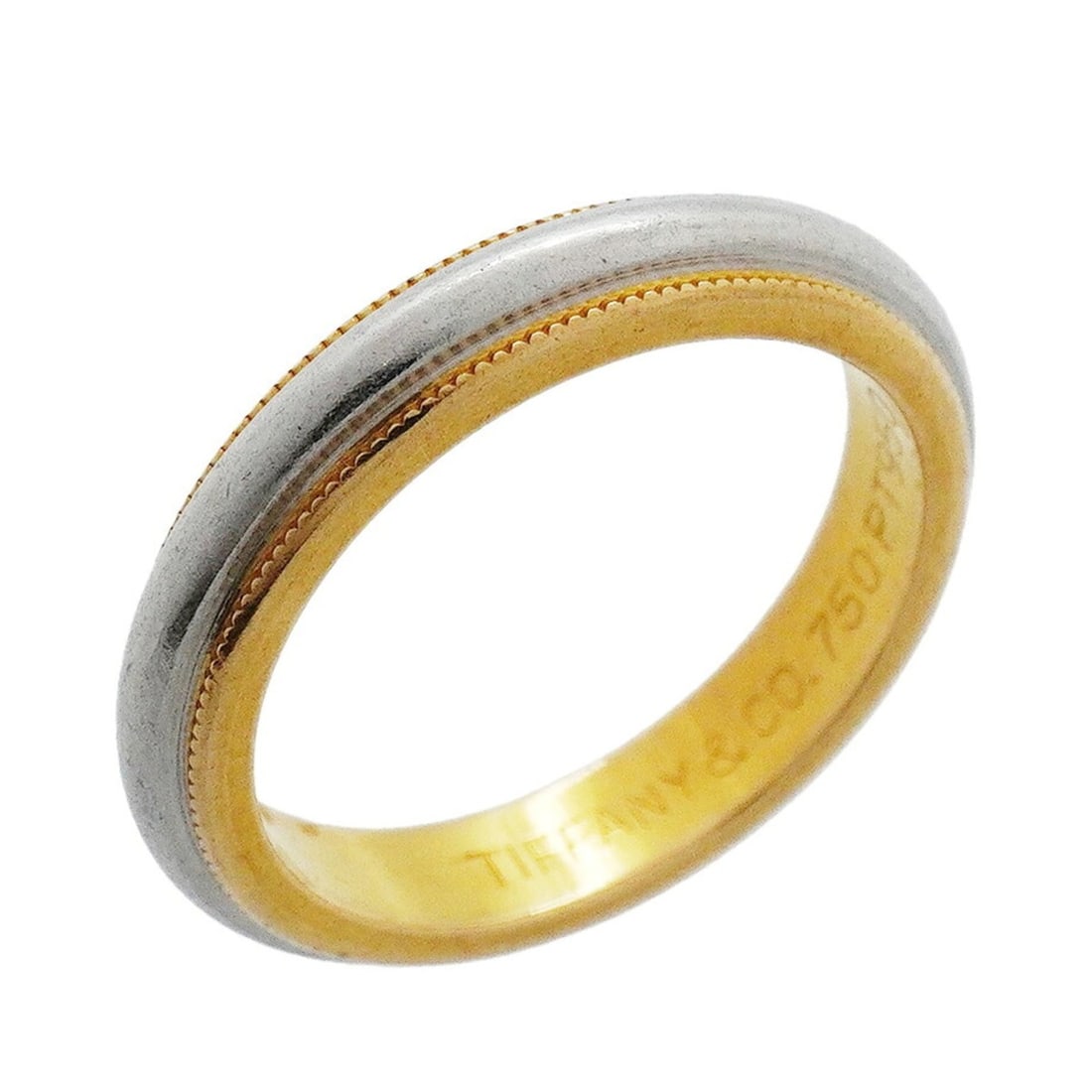 Tiffany & Co. Milgrain Ring, 18K Yellow Gold (KYG), Platinum (Pt950), Size 9, Women's: --- Catalog ---Category: SizeJP Size: 9US Size: 5Category: DesignType: Band ringGender: WomenMaterial: Platinum 950, Yellow gold (18K)Category: GeneralBrand: Tiffany--- Item List ---Section: Condition