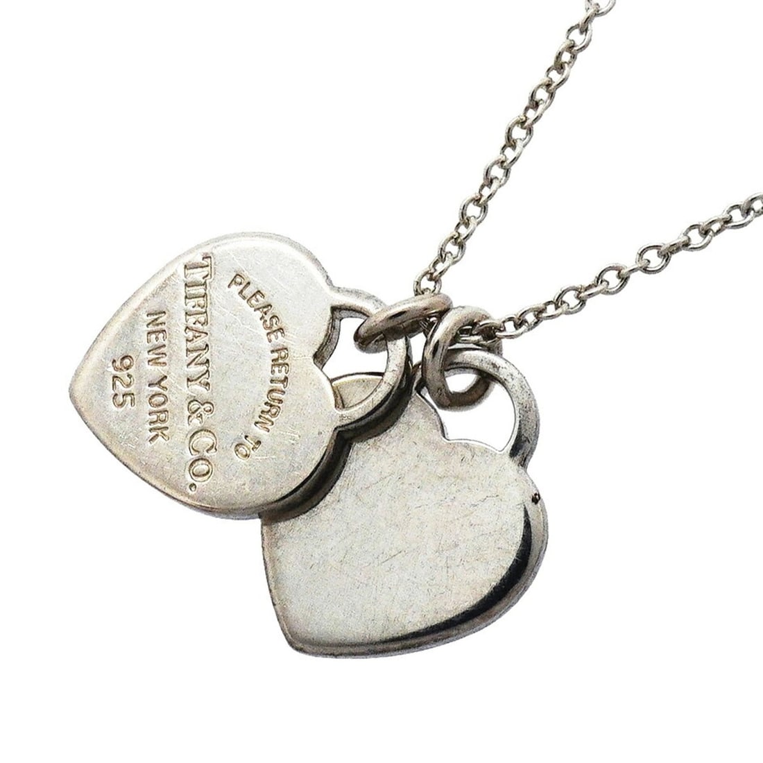Tiffany & Co. Double Return to Heart Necklace, Sterling Silver 925, Women's: --- Catalog ---Category: SizePendant Size: 13.9mm x 12.3mm / 0.54'' x 0.48''Neck Circumference: 41 cm / 16.14''Category: DesignGender: WomenMaterial: Silver 925Necklace Type: NecklaceCategory: General