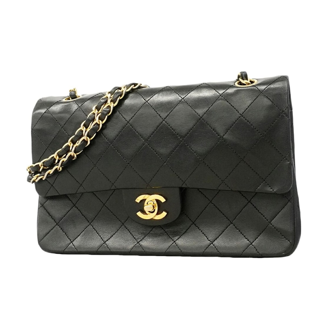 Chanel Matelassé Shoulder Bag, Double Flap, Chain, Lambskin, Black, Women's: --- Catalog ---Category: SizeSize (HxWxD): 17cm x 25.5cm x 7cm / 6.69'' x 10.03'' x 2.75''Category: DesignType: Shoulder bagColor: BlackGender: WomenMaterial: Leather Hardware Color: GoldLeather/Fur T