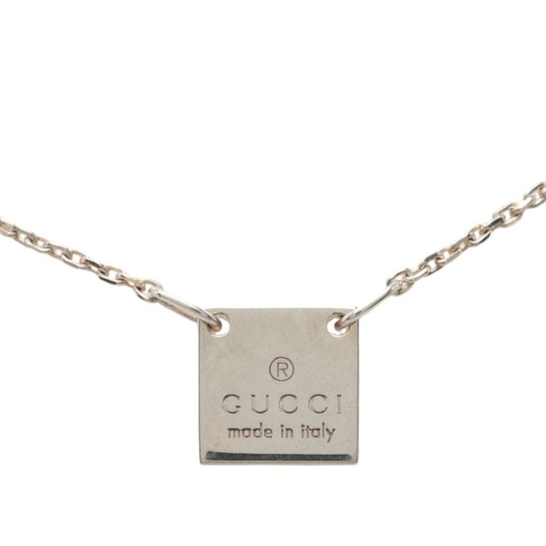 Gucci Mini Square Plate Pendant Necklace, SV925 Silver, Women's.: --- Catalog ---Category: SizePendant Size: 10.8mm x 10.8mm / 0.42'' x 0.42''Neck Circumference: 48 cm / 18.89''Category: DesignGender: WomenMaterial: Silver 925Pendant Type: PendantNecklace Type: Neck