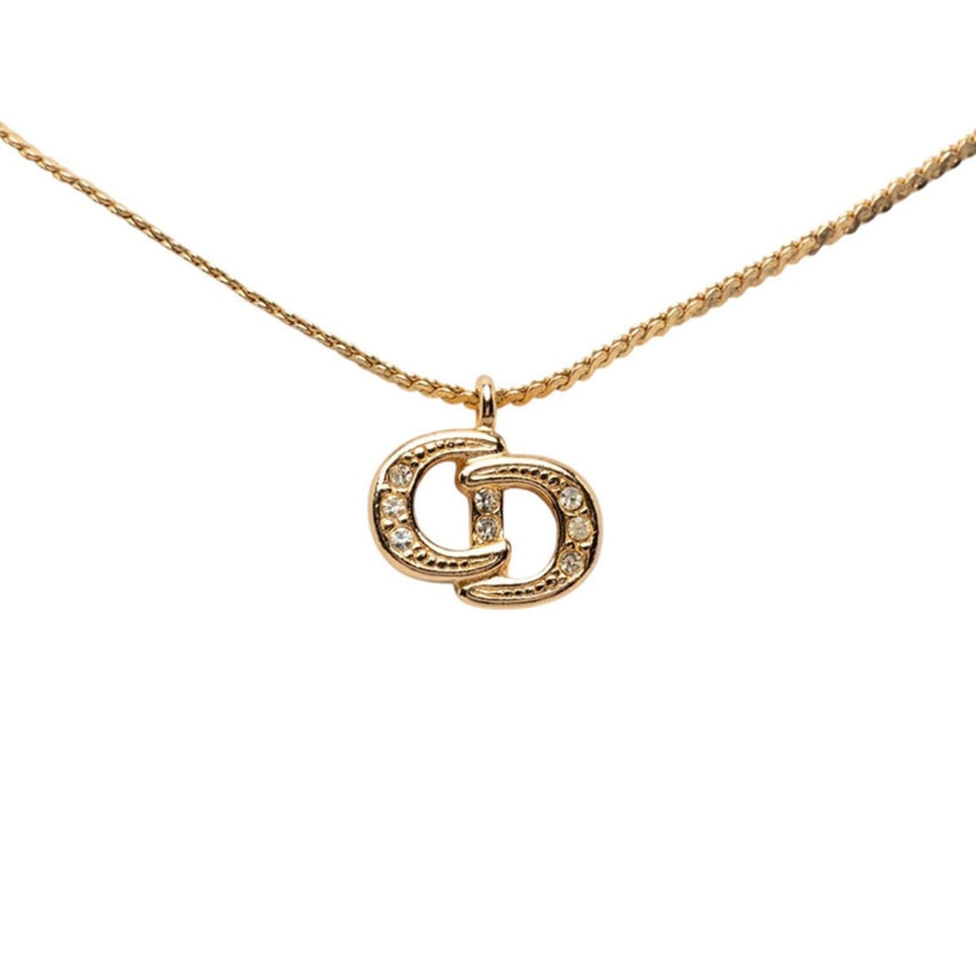 Christian Dior Dior CD Logo Pendant Necklace, Gold Rhinestone Plated, GP, Women's.: --- Catalog ---Category: SizePendant Size: 14mm x 13.9mm / 0.55'' x 0.54''Neck Circumference: 43 cm / 16.92''Category: DesignColor: GoldGender: WomenMaterial: Gold plating, RhinestonePendant Type: Pen